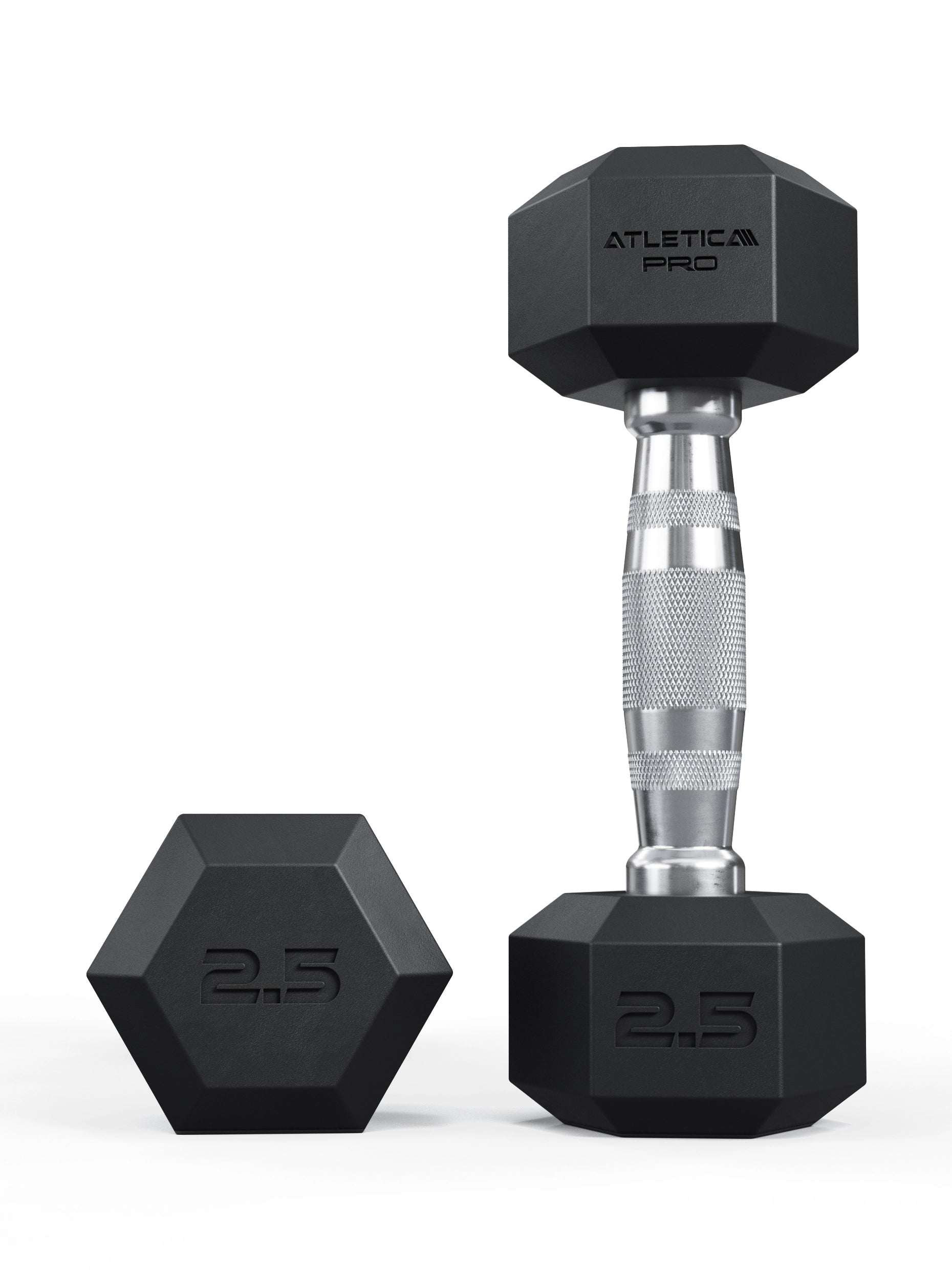 ATLETICA Hexagonhanteln PRO (Paar) | Polyurethan Hexagon Kurzhanteln | Dumbbells Pro - Gewichte mit bikonischem Griff mit Hartchrom Beschichtung | CNC gefräster Stahlkern | Paarweise von 2.5 bis 50kg, 