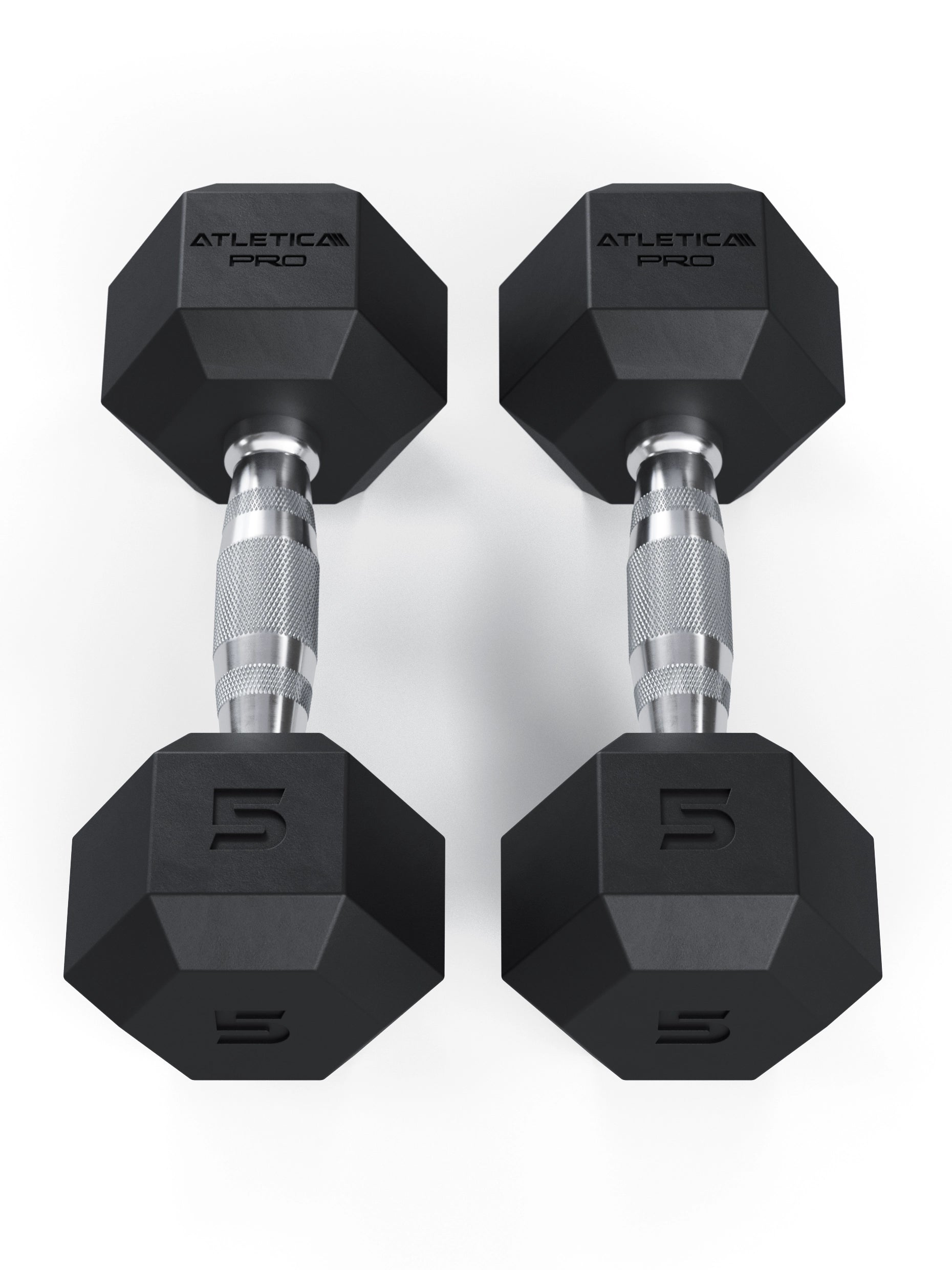 ATLETICA Hexagonhanteln PRO (Paar) | Polyurethan Hexagon Kurzhanteln | Dumbbells Pro - Gewichte mit bikonischem Griff mit Hartchrom Beschichtung | CNC gefräster Stahlkern | Paarweise von 2.5 bis 50kg, 