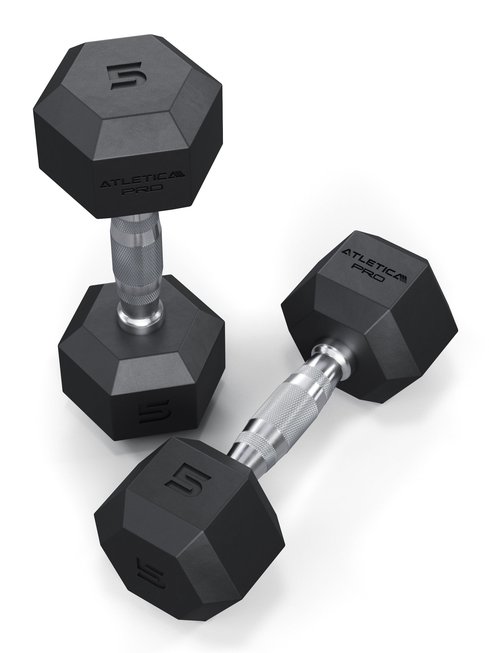 ATLETICA Hexagonhanteln PRO (Paar) | Polyurethan Hexagon Kurzhanteln | Dumbbells Pro - Gewichte mit bikonischem Griff mit Hartchrom Beschichtung | CNC gefräster Stahlkern | Paarweise von 2.5 bis 50kg, 