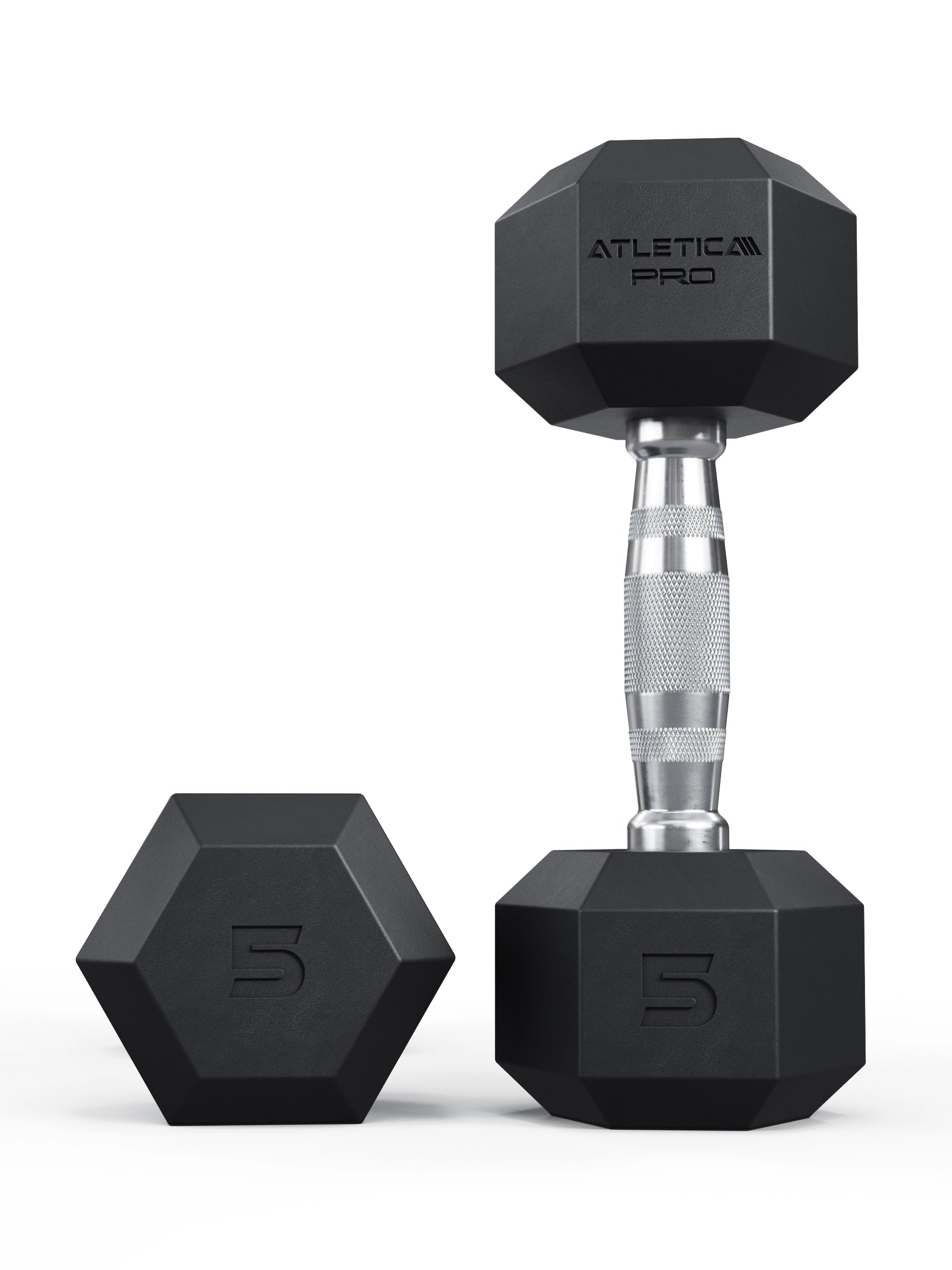 ATLETICA Hexagonhanteln PRO (Paar) | Polyurethan Hexagon Kurzhanteln | Dumbbells Pro - Gewichte mit bikonischem Griff mit Hartchrom Beschichtung | CNC gefräster Stahlkern | Paarweise von 2.5 bis 50kg, 