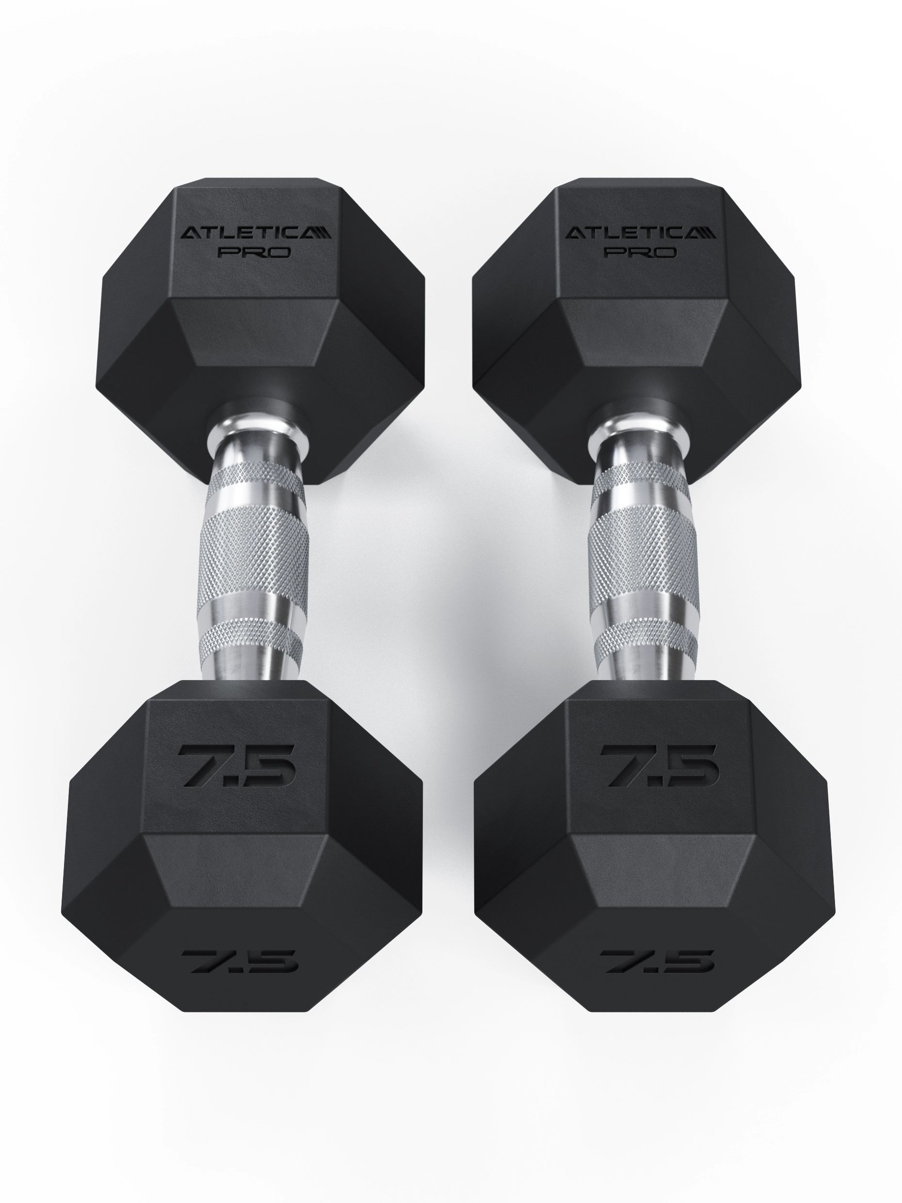 ATLETICA Hexagonhanteln PRO (Paar) | Polyurethan Hexagon Kurzhanteln | Dumbbells Pro - Gewichte mit bikonischem Griff mit Hartchrom Beschichtung | CNC gefräster Stahlkern | Paarweise von 2.5 bis 50kg, 