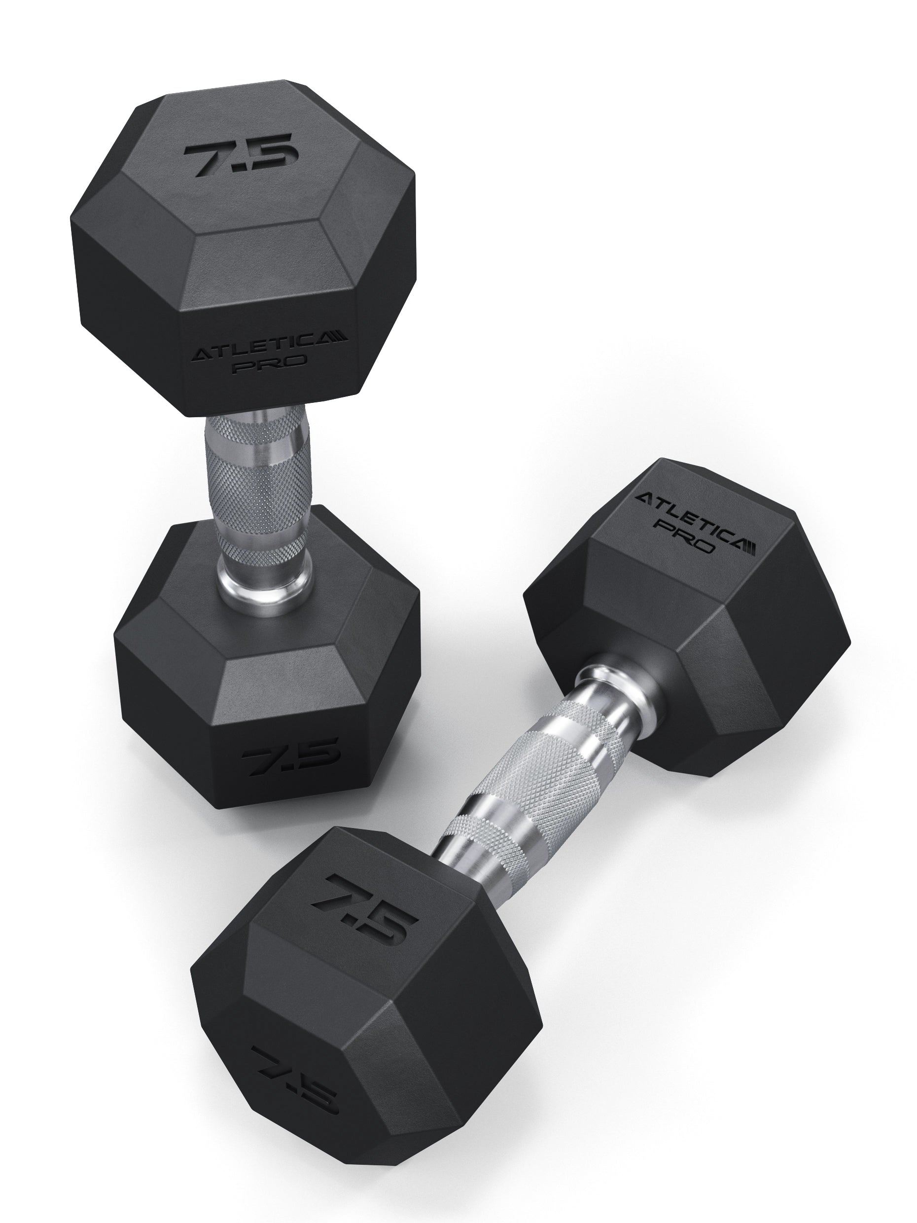 ATLETICA Hexagonhanteln PRO (Paar) | Polyurethan Hexagon Kurzhanteln | Dumbbells Pro - Gewichte mit bikonischem Griff mit Hartchrom Beschichtung | CNC gefräster Stahlkern | Paarweise von 2.5 bis 50kg, 