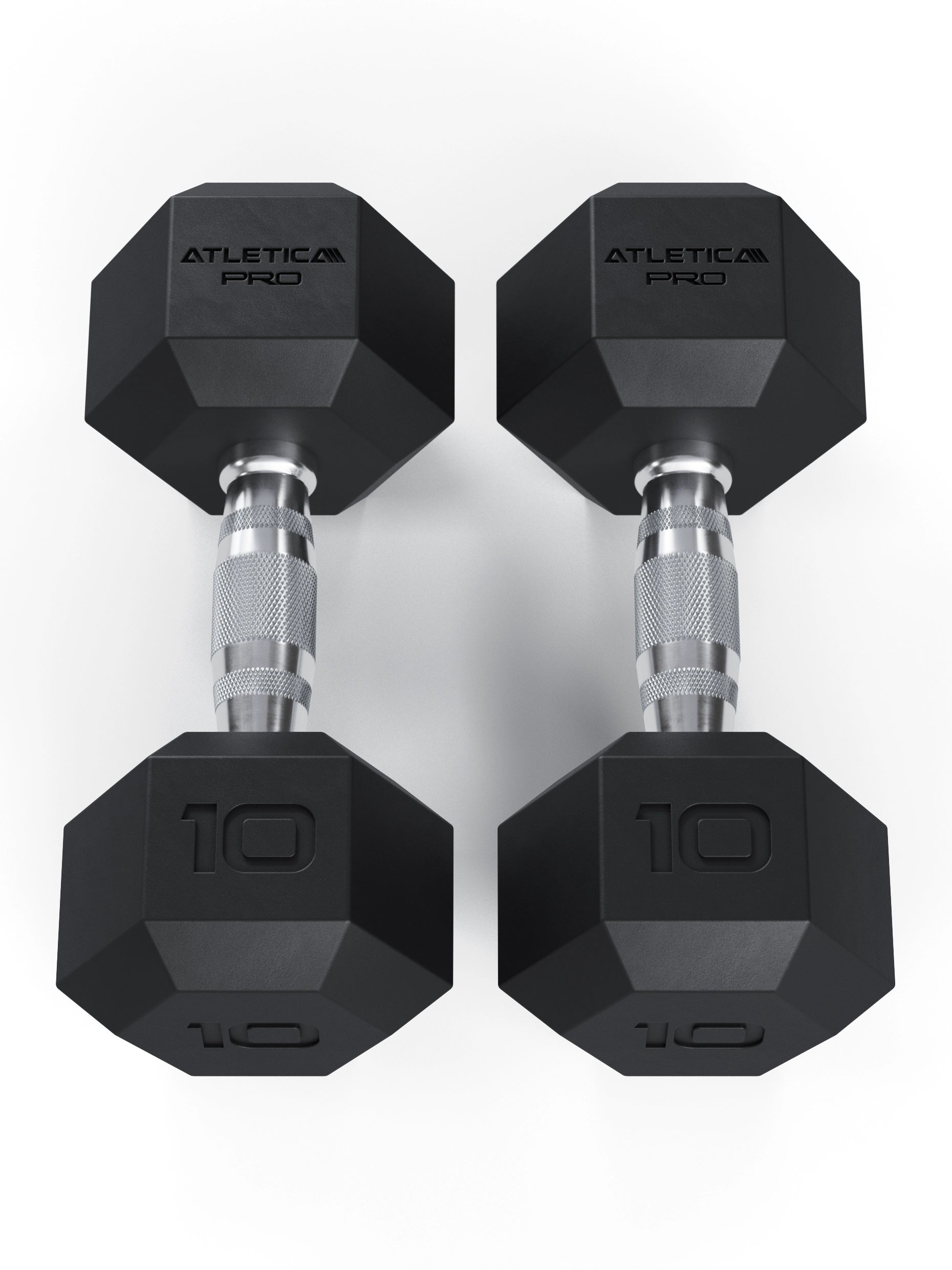 ATLETICA Hexagonhanteln PRO (Paar) | Polyurethan Hexagon Kurzhanteln | Dumbbells Pro - Gewichte mit bikonischem Griff mit Hartchrom Beschichtung | CNC gefräster Stahlkern | Paarweise von 2.5 bis 50kg, 