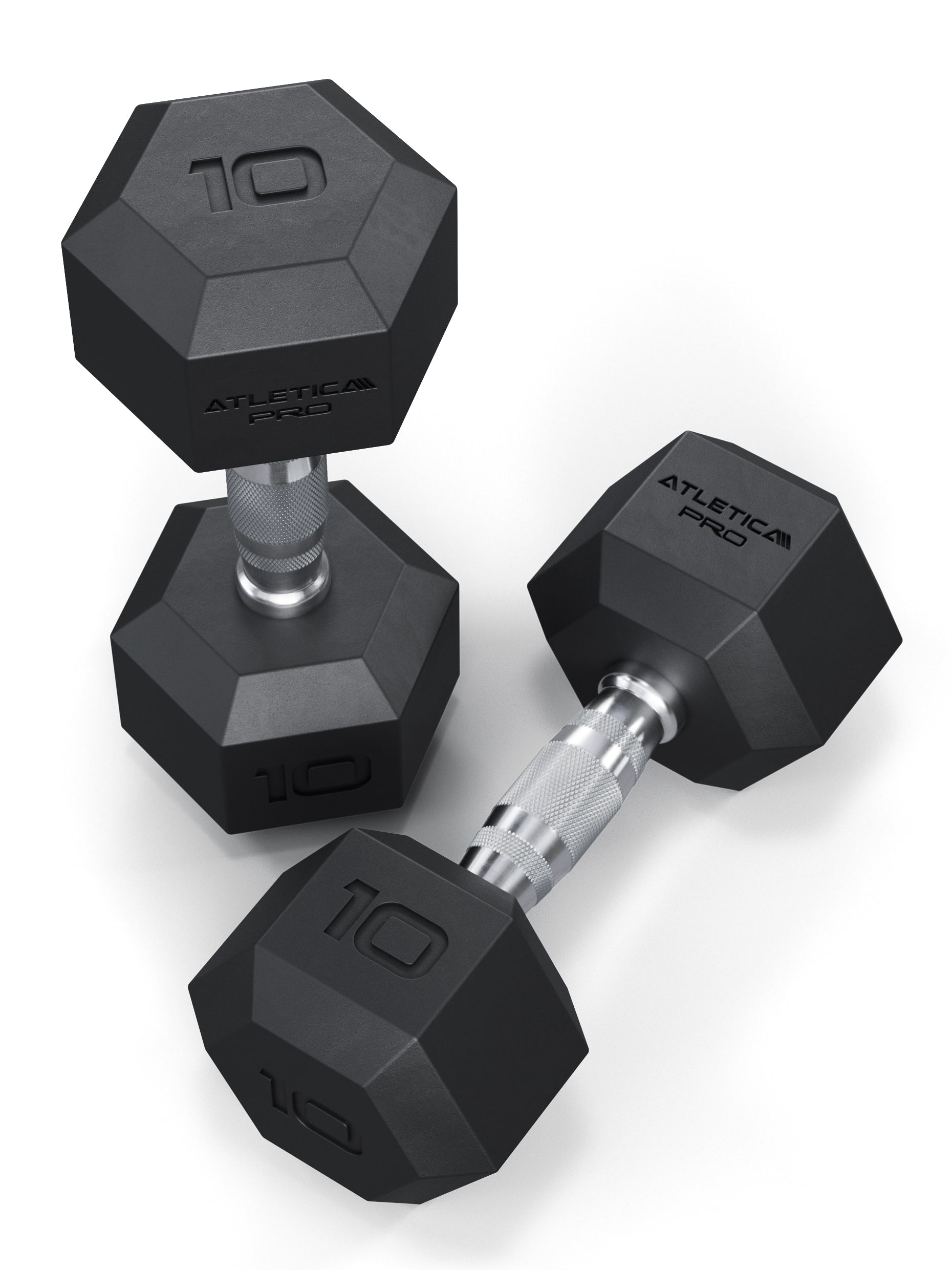 ATLETICA Hexagonhanteln PRO (Paar) | Polyurethan Hexagon Kurzhanteln | Dumbbells Pro - Gewichte mit bikonischem Griff mit Hartchrom Beschichtung | CNC gefräster Stahlkern | Paarweise von 2.5 bis 50kg, 
