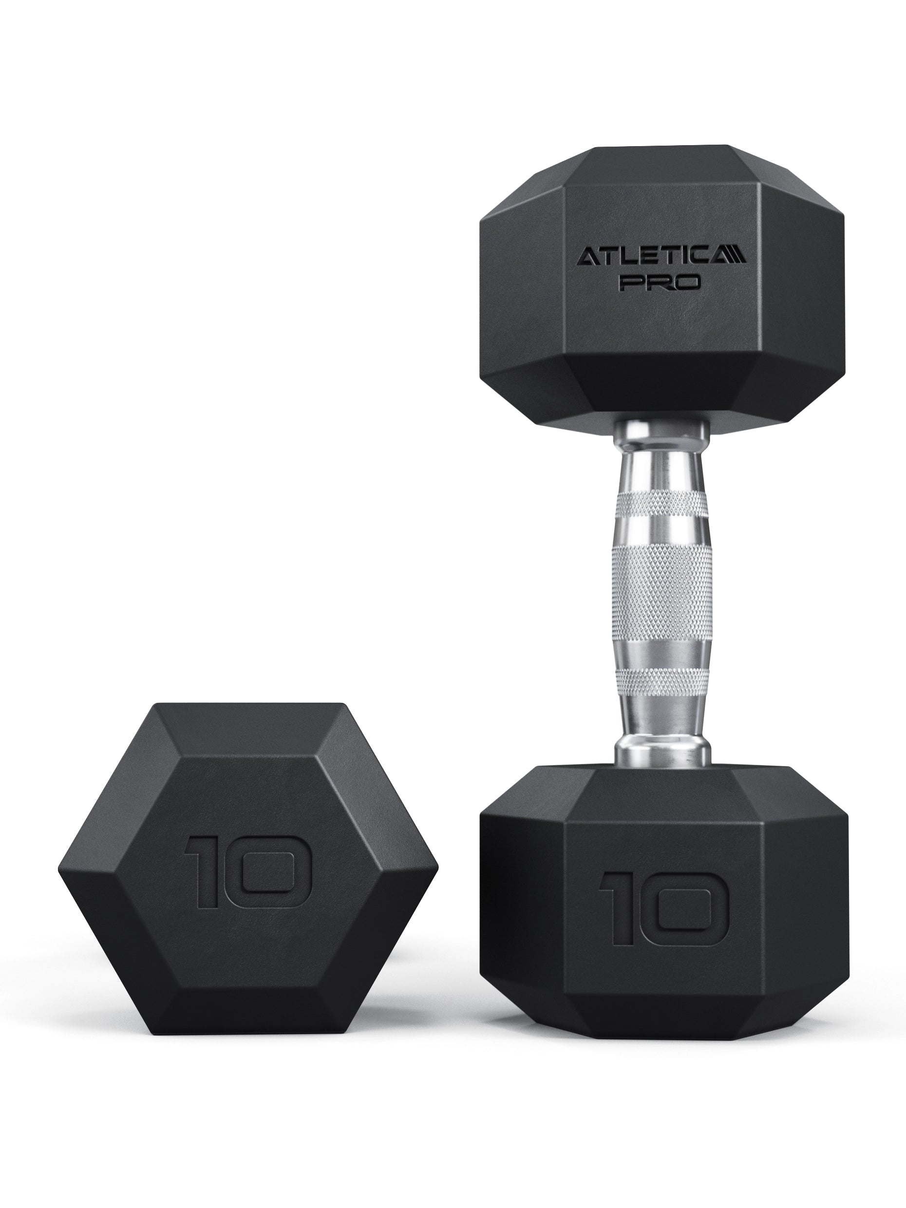 ATLETICA Hexagonhanteln PRO (Paar) | Polyurethan Hexagon Kurzhanteln | Dumbbells Pro - Gewichte mit bikonischem Griff mit Hartchrom Beschichtung | CNC gefräster Stahlkern | Paarweise von 2.5 bis 50kg, 