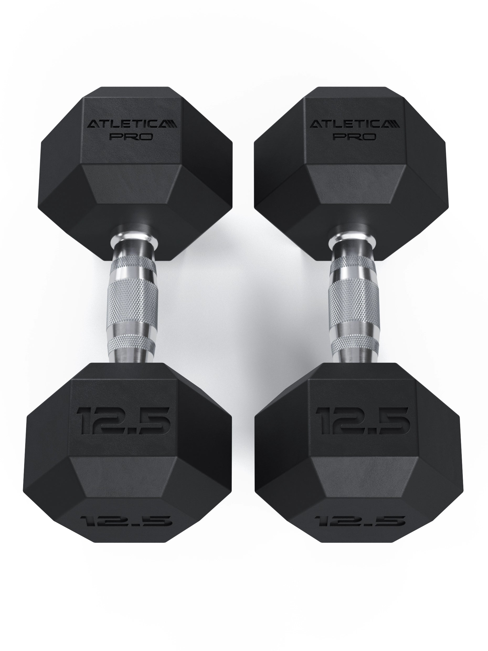 ATLETICA Hexagonhanteln PRO (Paar) | Polyurethan Hexagon Kurzhanteln | Dumbbells Pro - Gewichte mit bikonischem Griff mit Hartchrom Beschichtung | CNC gefräster Stahlkern | Paarweise von 2.5 bis 50kg, 