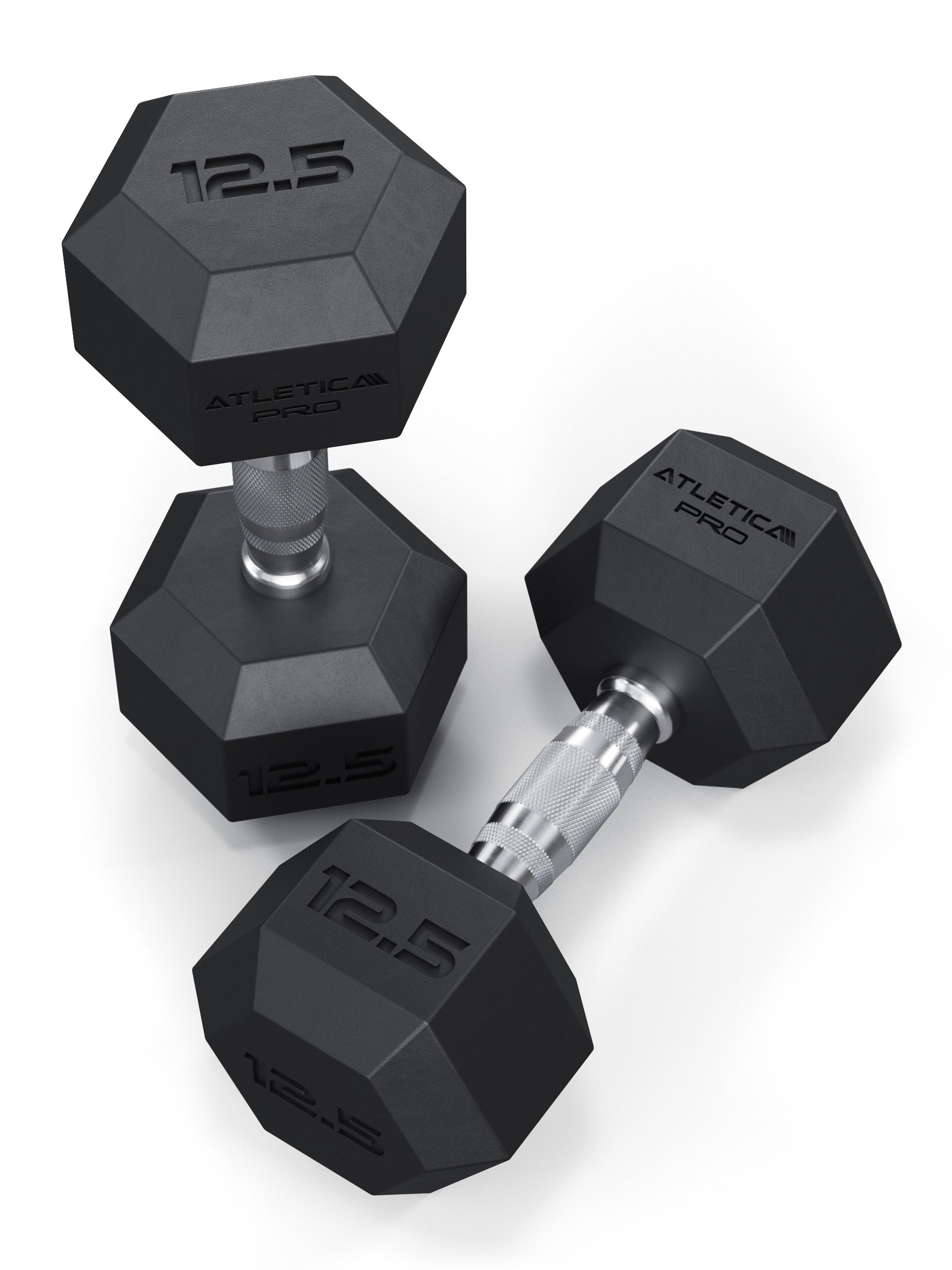 ATLETICA Hexagonhanteln PRO (Paar) | Polyurethan Hexagon Kurzhanteln | Dumbbells Pro - Gewichte mit bikonischem Griff mit Hartchrom Beschichtung | CNC gefräster Stahlkern | Paarweise von 2.5 bis 50kg, 