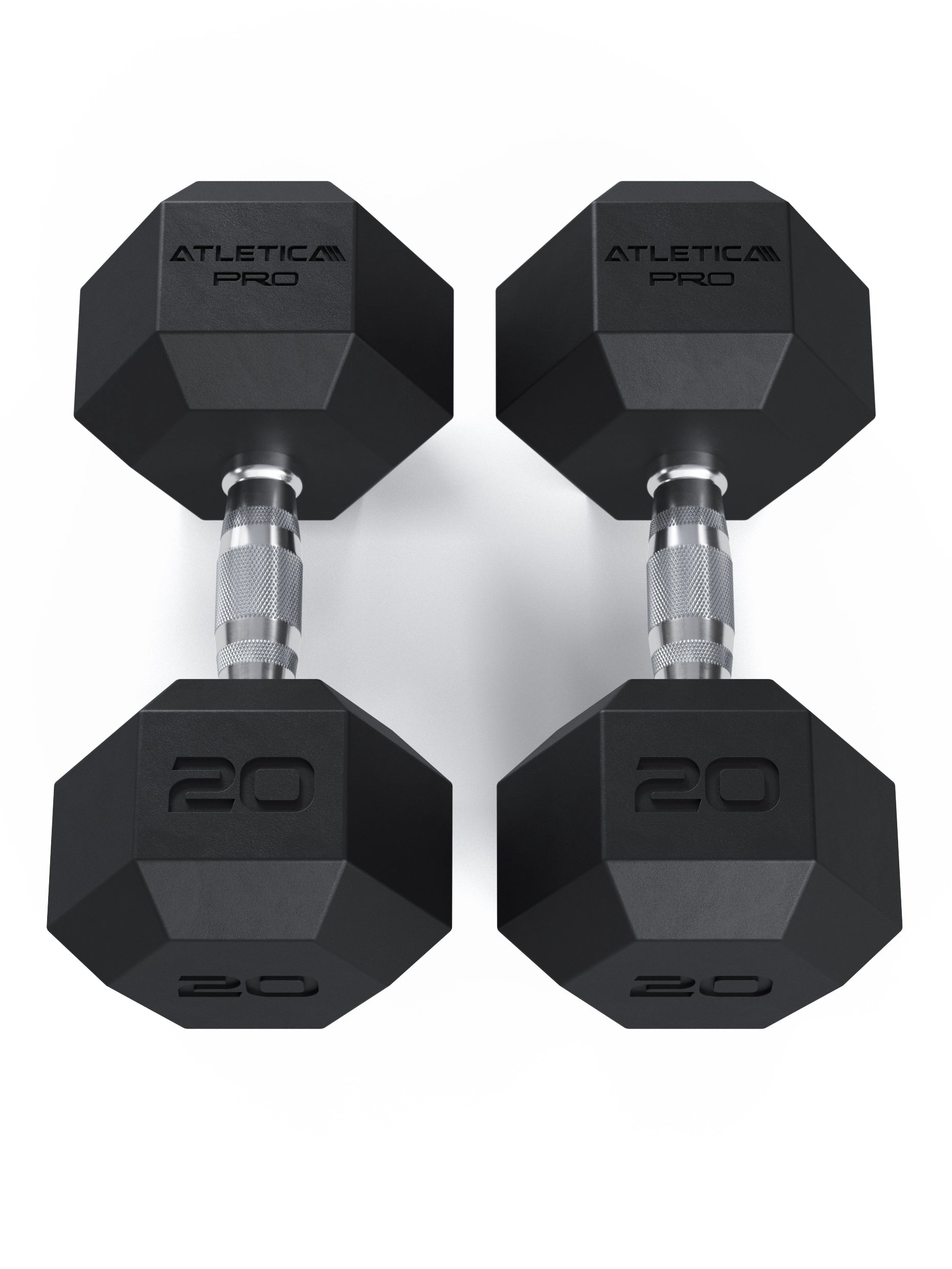 ATLETICA Hexagonhanteln PRO (Paar) | Polyurethan Hexagon Kurzhanteln | Dumbbells Pro - Gewichte mit bikonischem Griff mit Hartchrom Beschichtung | CNC gefräster Stahlkern | Paarweise von 2.5 bis 50kg, 