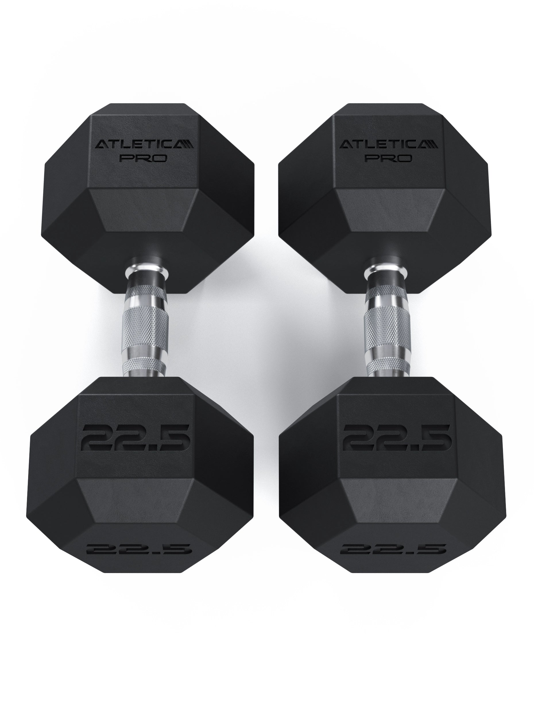 ATLETICA Hexagonhanteln PRO (Paar) | Polyurethan Hexagon Kurzhanteln | Dumbbells Pro - Gewichte mit bikonischem Griff mit Hartchrom Beschichtung | CNC gefräster Stahlkern | Paarweise von 2.5 bis 50kg, 