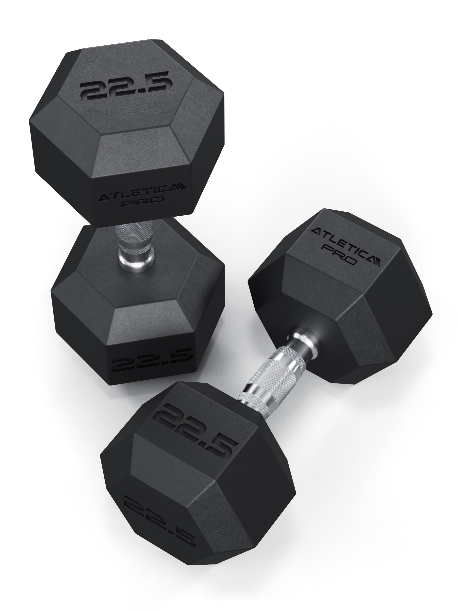 ATLETICA Hexagonhanteln PRO (Paar) | Polyurethan Hexagon Kurzhanteln | Dumbbells Pro - Gewichte mit bikonischem Griff mit Hartchrom Beschichtung | CNC gefräster Stahlkern | Paarweise von 2.5 bis 50kg, 