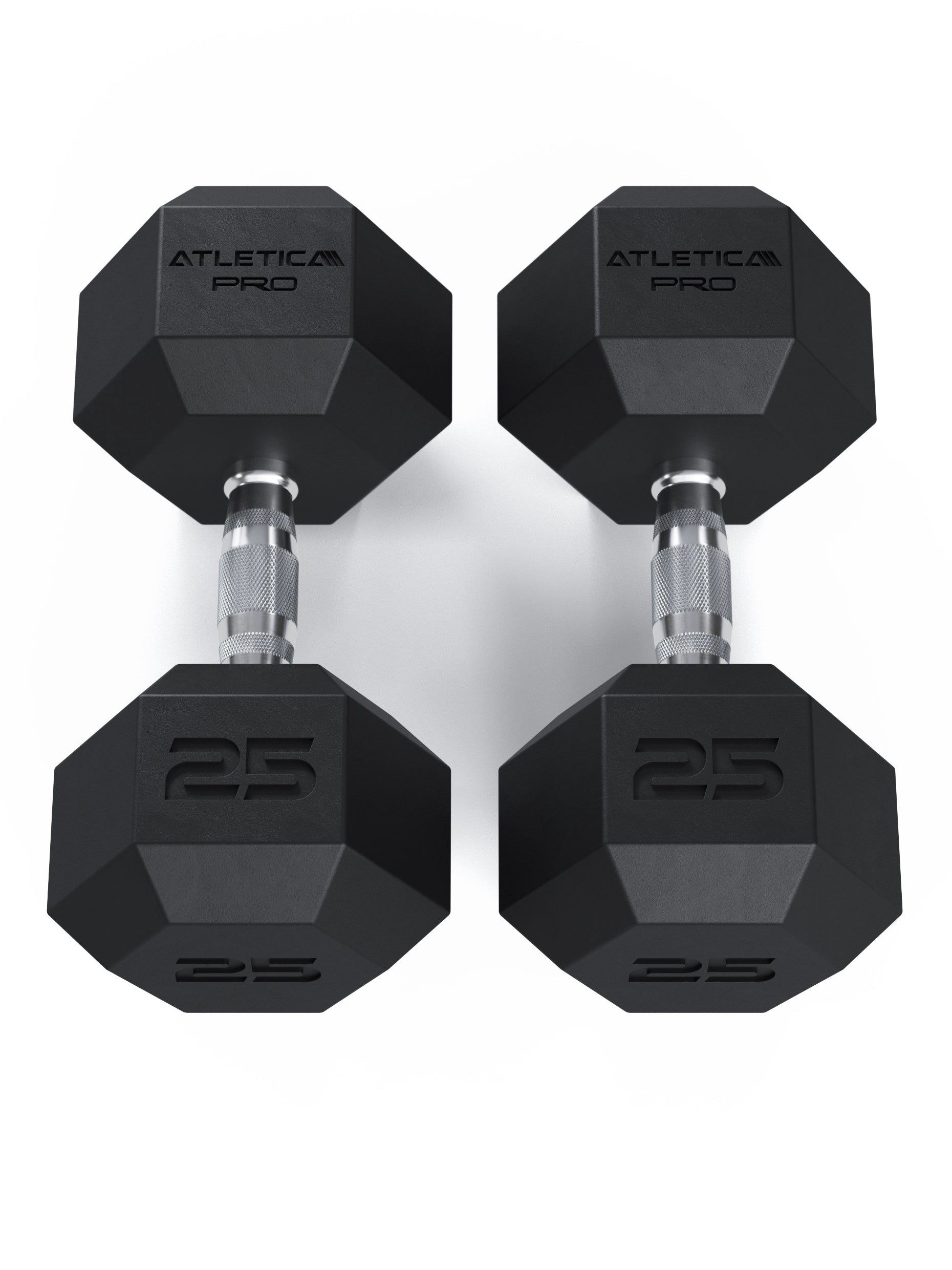ATLETICA Hexagonhanteln PRO (Paar) | Polyurethan Hexagon Kurzhanteln | Dumbbells Pro - Gewichte mit bikonischem Griff mit Hartchrom Beschichtung | CNC gefräster Stahlkern | Paarweise von 2.5 bis 50kg, 
