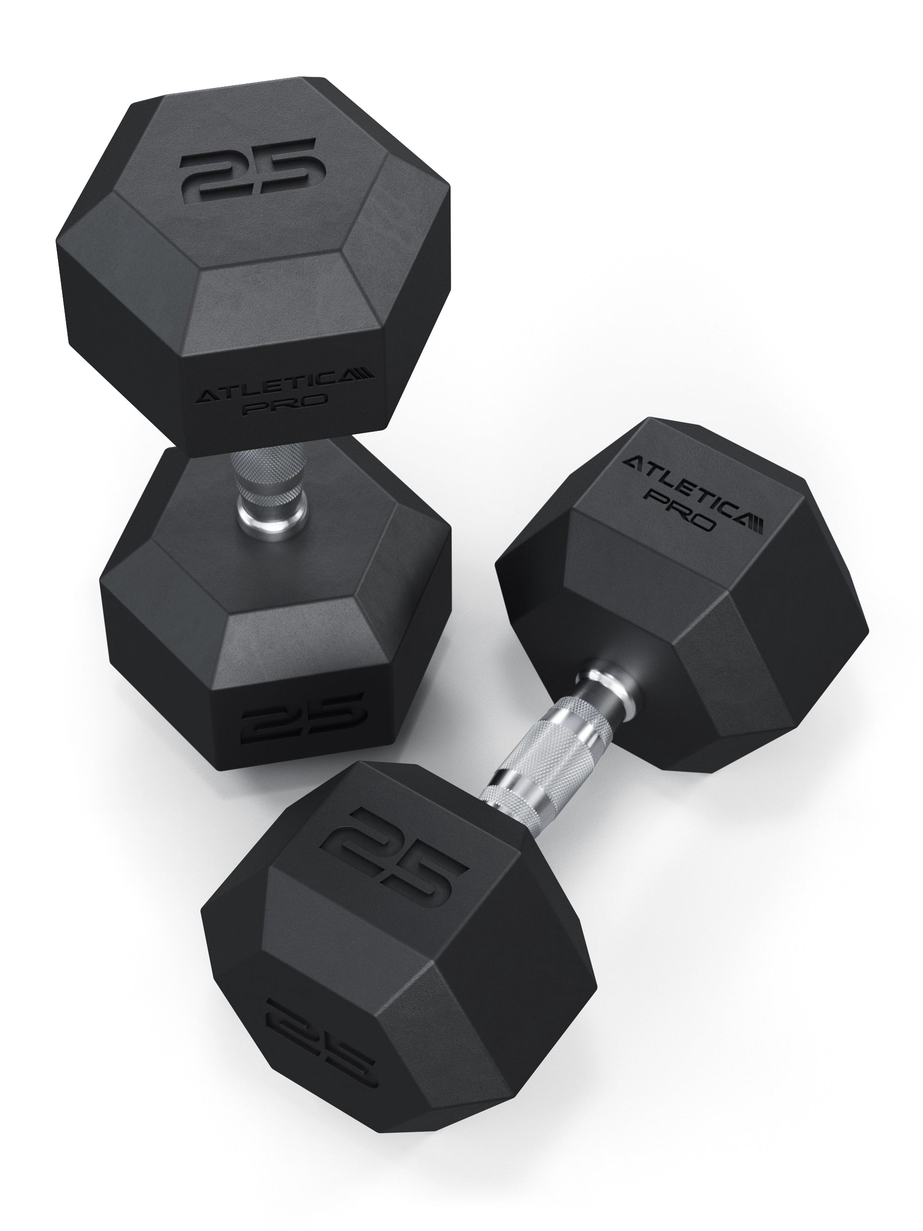ATLETICA Hexagonhanteln PRO (Paar) | Polyurethan Hexagon Kurzhanteln | Dumbbells Pro - Gewichte mit bikonischem Griff mit Hartchrom Beschichtung | CNC gefräster Stahlkern | Paarweise von 2.5 bis 50kg, 