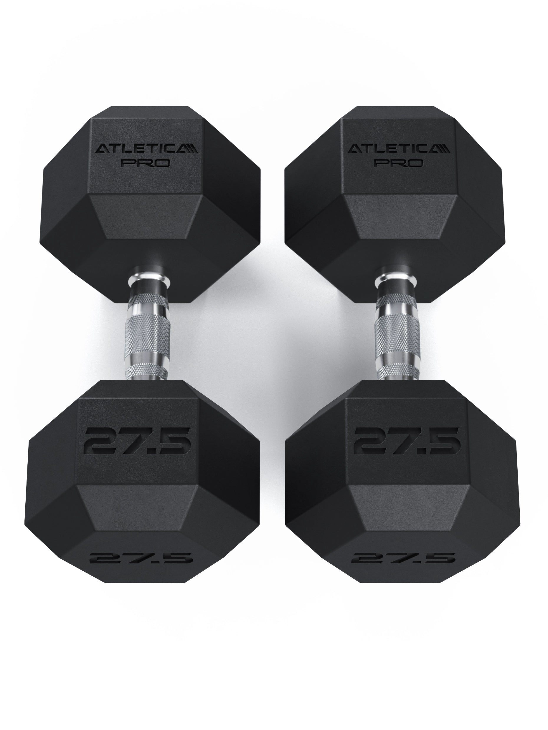 ATLETICA Hexagonhanteln PRO (Paar) | Polyurethan Hexagon Kurzhanteln | Dumbbells Pro - Gewichte mit bikonischem Griff mit Hartchrom Beschichtung | CNC gefräster Stahlkern | Paarweise von 2.5 bis 50kg, 