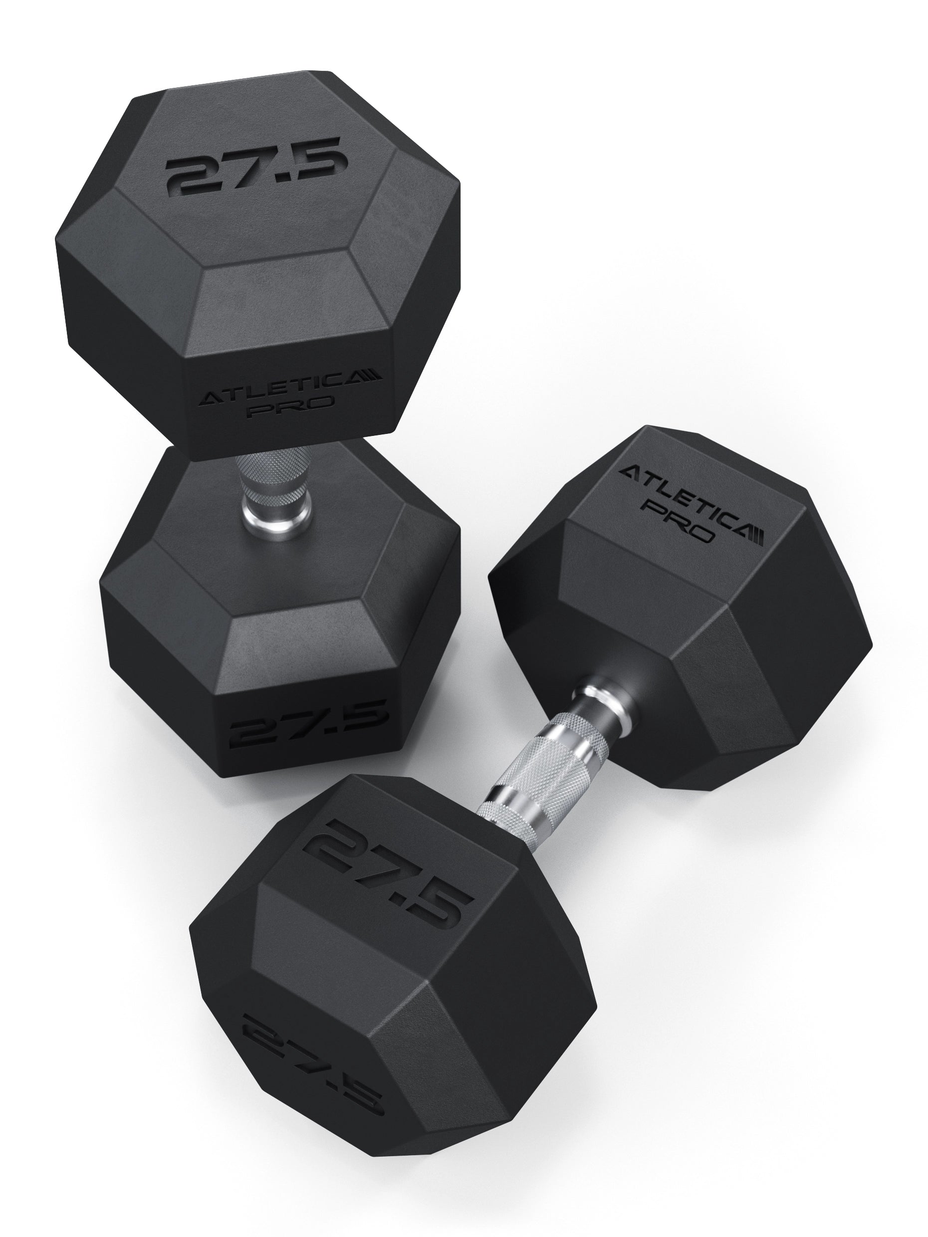 ATLETICA Hexagonhanteln PRO (Paar) | Polyurethan Hexagon Kurzhanteln | Dumbbells Pro - Gewichte mit bikonischem Griff mit Hartchrom Beschichtung | CNC gefräster Stahlkern | Paarweise von 2.5 bis 50kg, 