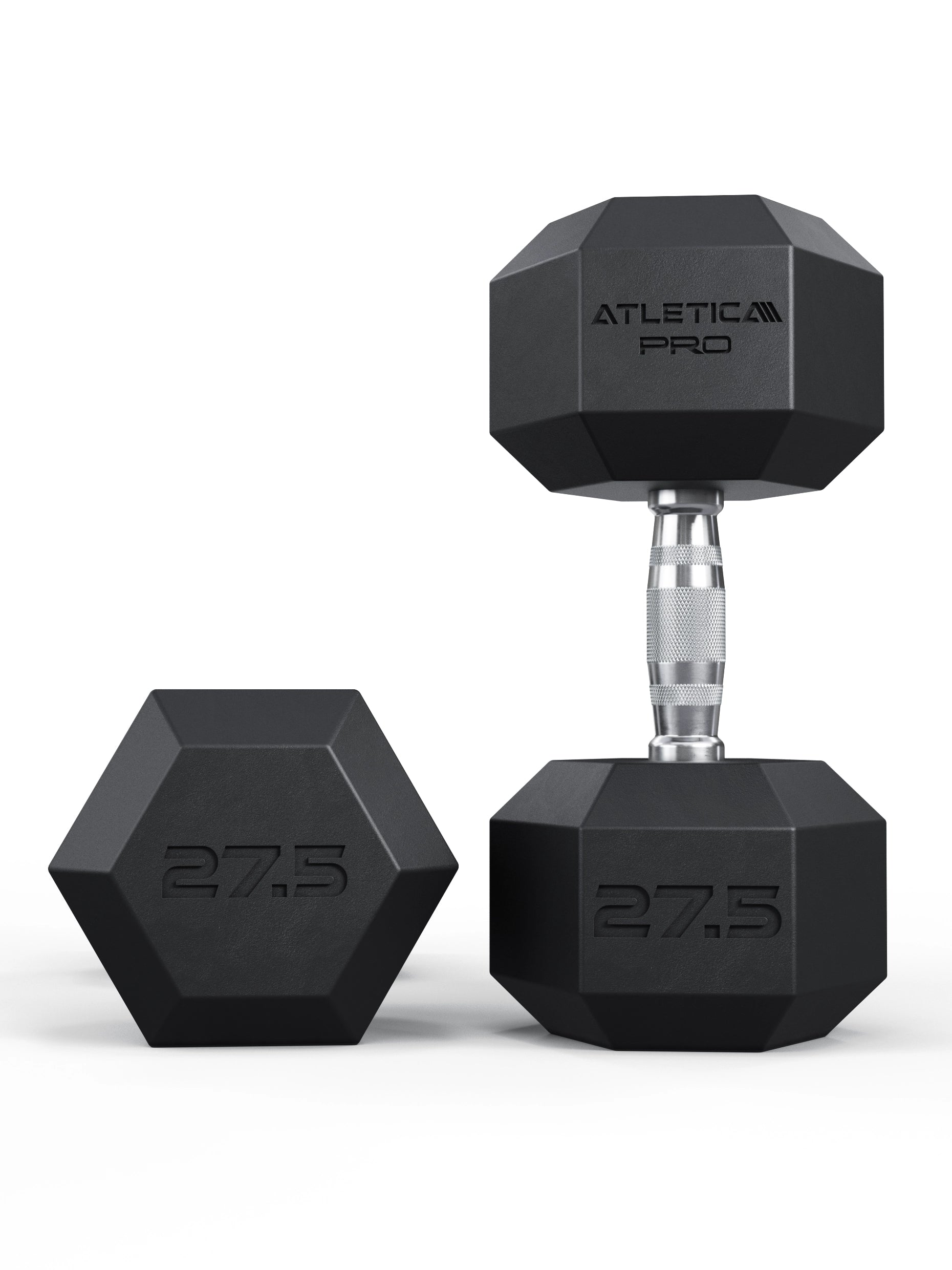 ATLETICA Hexagonhanteln PRO (Paar) | Polyurethan Hexagon Kurzhanteln | Dumbbells Pro - Gewichte mit bikonischem Griff mit Hartchrom Beschichtung | CNC gefräster Stahlkern | Paarweise von 2.5 bis 50kg, 