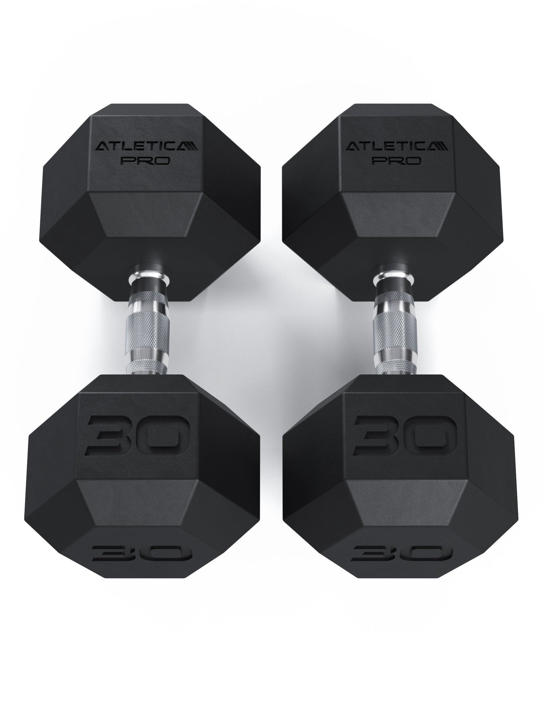 ATLETICA Hexagonhanteln PRO (Paar) | Polyurethan Hexagon Kurzhanteln | Dumbbells Pro - Gewichte mit bikonischem Griff mit Hartchrom Beschichtung | CNC gefräster Stahlkern | Paarweise von 2.5 bis 50kg, 