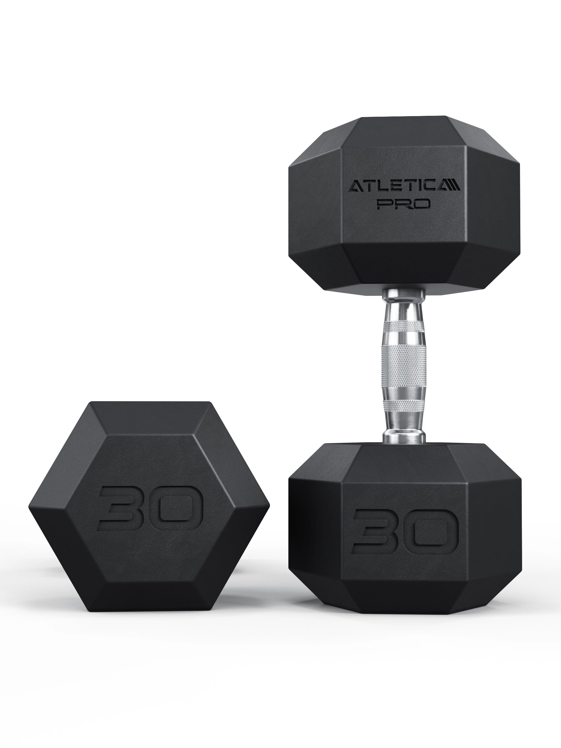 ATLETICA Hexagonhanteln PRO (Paar) | Polyurethan Hexagon Kurzhanteln | Dumbbells Pro - Gewichte mit bikonischem Griff mit Hartchrom Beschichtung | CNC gefräster Stahlkern | Paarweise von 2.5 bis 50kg, 