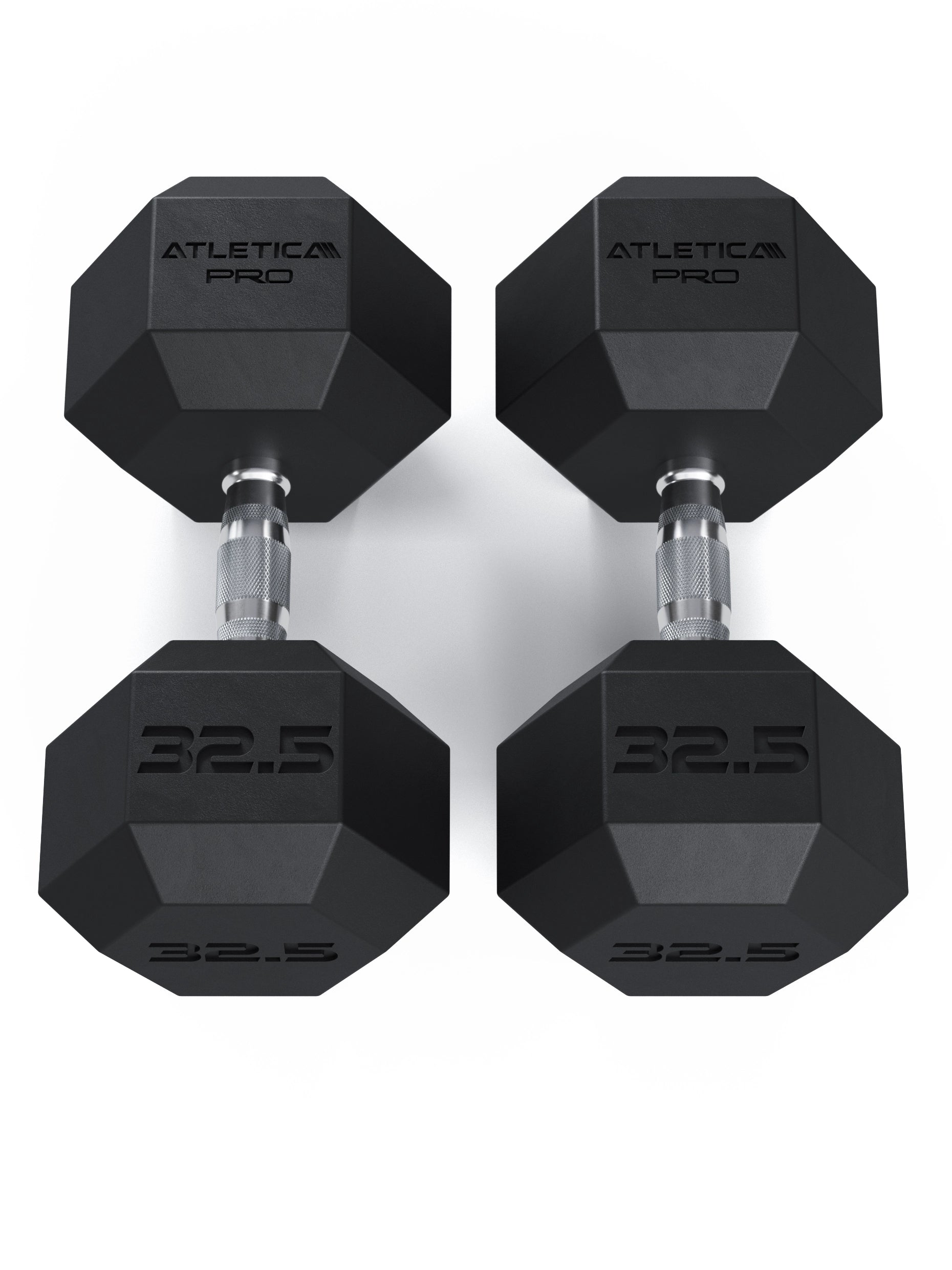 ATLETICA Hexagonhanteln PRO (Paar) | Polyurethan Hexagon Kurzhanteln | Dumbbells Pro - Gewichte mit bikonischem Griff mit Hartchrom Beschichtung | CNC gefräster Stahlkern | Paarweise von 2.5 bis 50kg, 