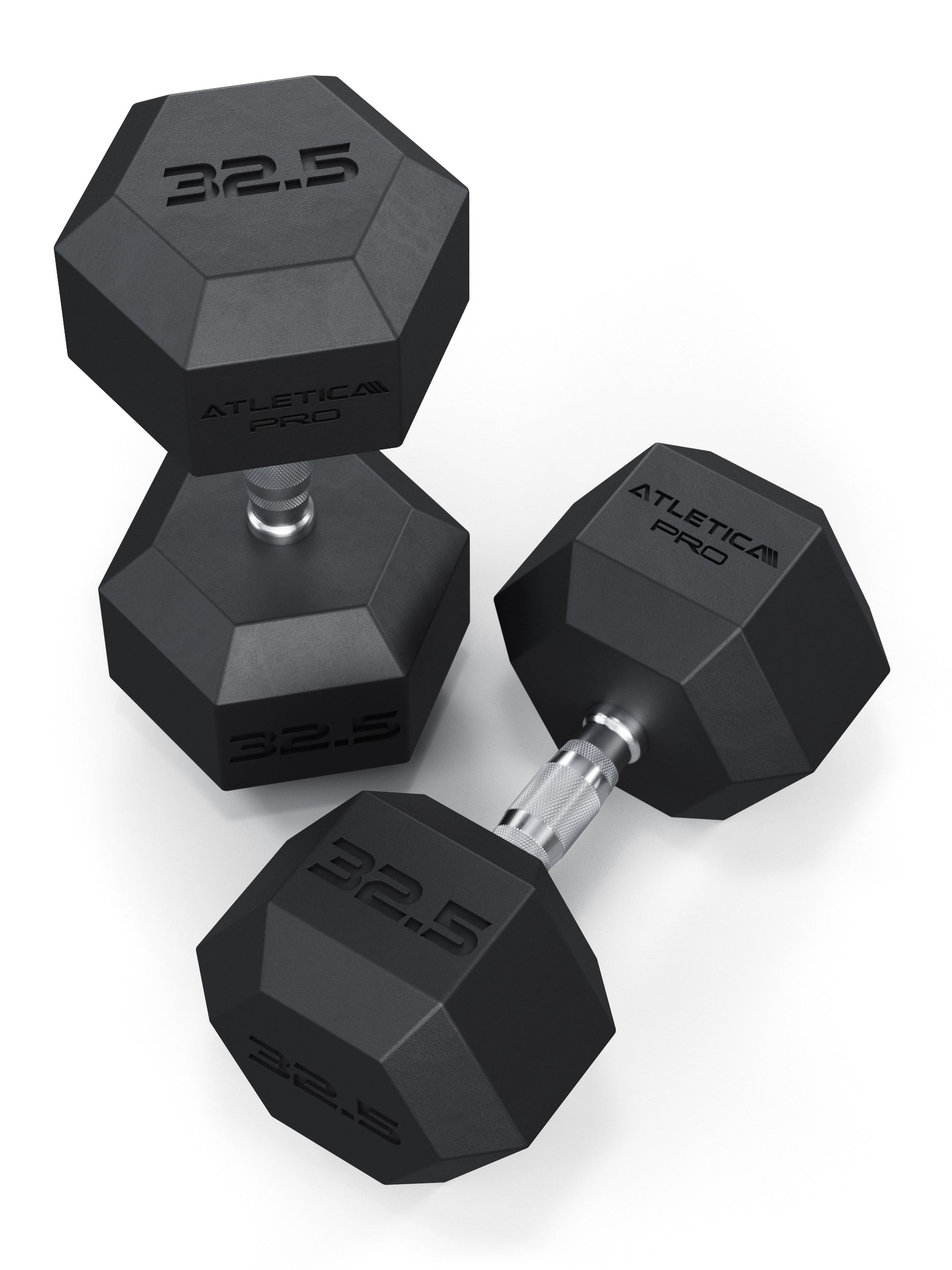 ATLETICA Hexagonhanteln PRO (Paar) | Polyurethan Hexagon Kurzhanteln | Dumbbells Pro - Gewichte mit bikonischem Griff mit Hartchrom Beschichtung | CNC gefräster Stahlkern | Paarweise von 2.5 bis 50kg, 