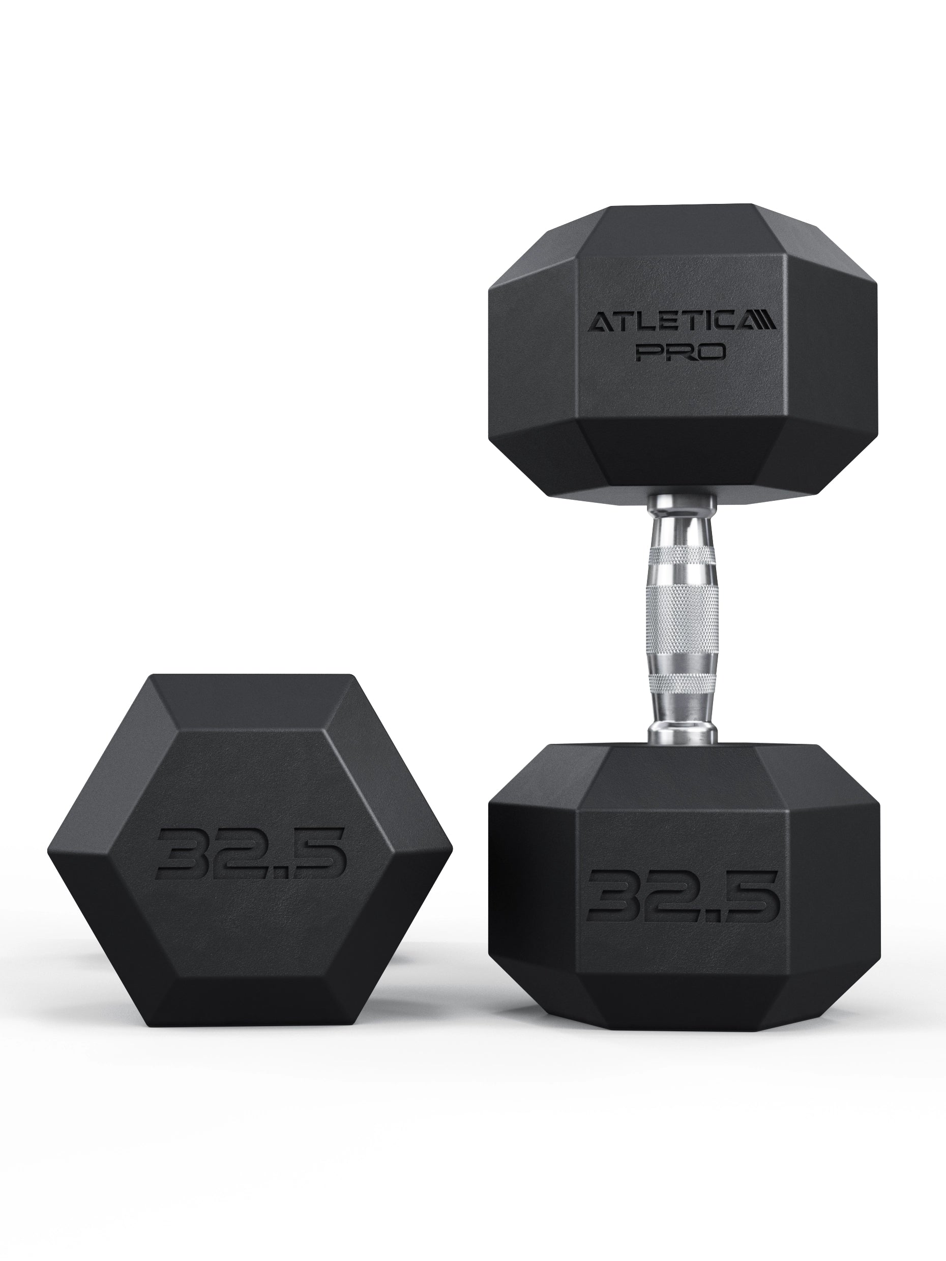 ATLETICA Hexagonhanteln PRO (Paar) | Polyurethan Hexagon Kurzhanteln | Dumbbells Pro - Gewichte mit bikonischem Griff mit Hartchrom Beschichtung | CNC gefräster Stahlkern | Paarweise von 2.5 bis 50kg, 