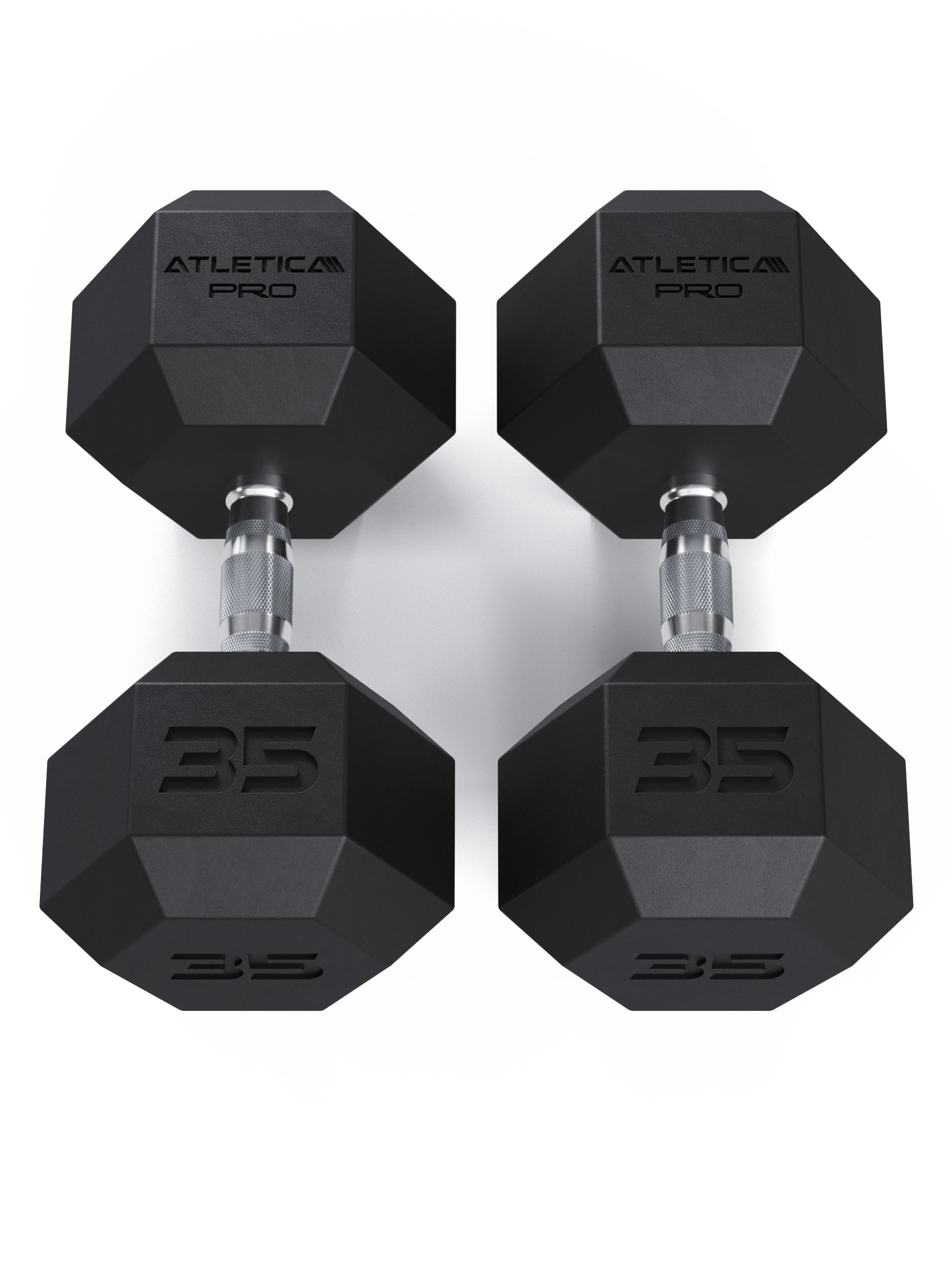 ATLETICA Hexagonhanteln PRO (Paar) | Polyurethan Hexagon Kurzhanteln | Dumbbells Pro - Gewichte mit bikonischem Griff mit Hartchrom Beschichtung | CNC gefräster Stahlkern | Paarweise von 2.5 bis 50kg, 