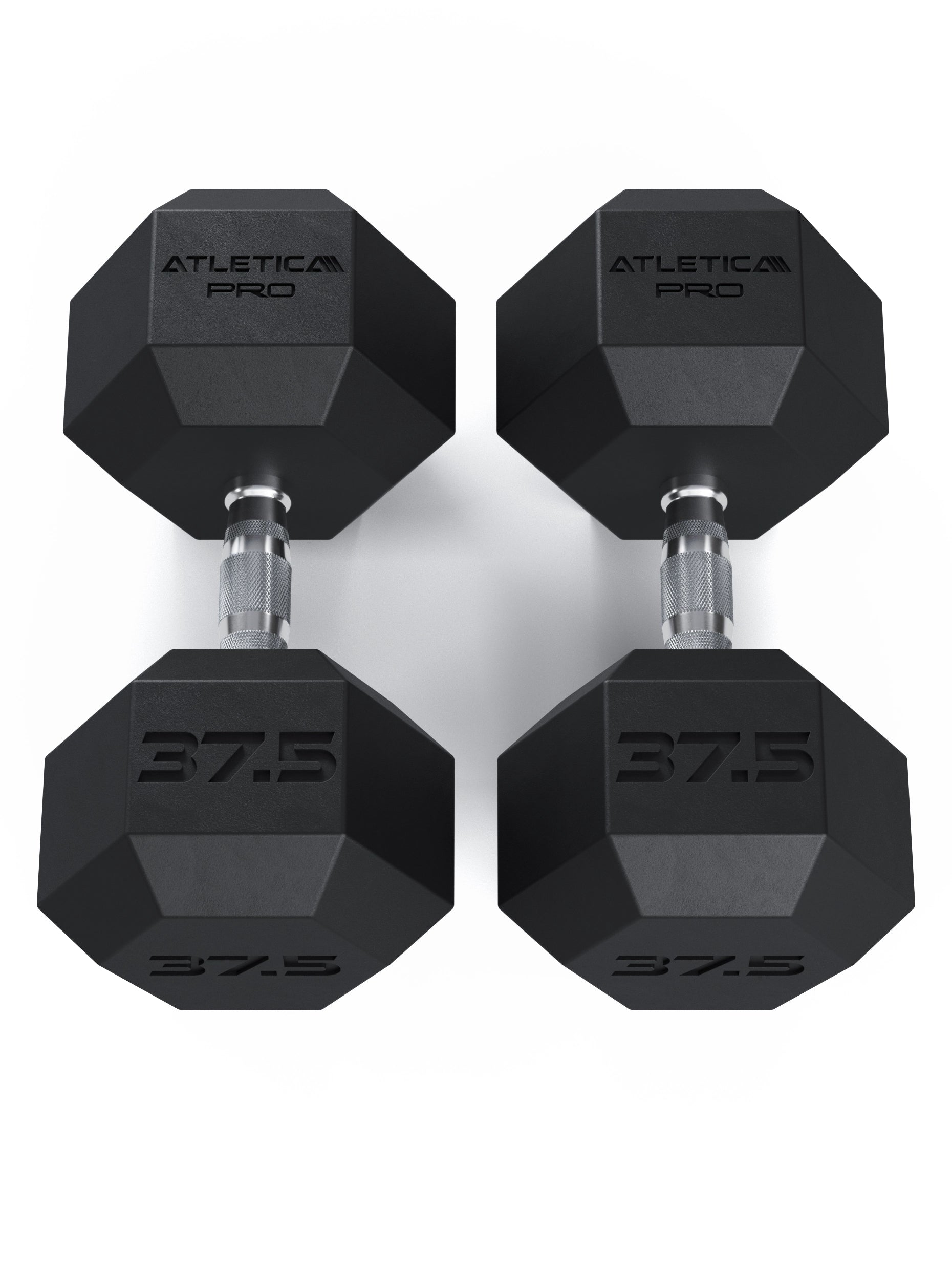 ATLETICA Hexagonhanteln PRO (Paar) | Polyurethan Hexagon Kurzhanteln | Dumbbells Pro - Gewichte mit bikonischem Griff mit Hartchrom Beschichtung | CNC gefräster Stahlkern | Paarweise von 2.5 bis 50kg, 