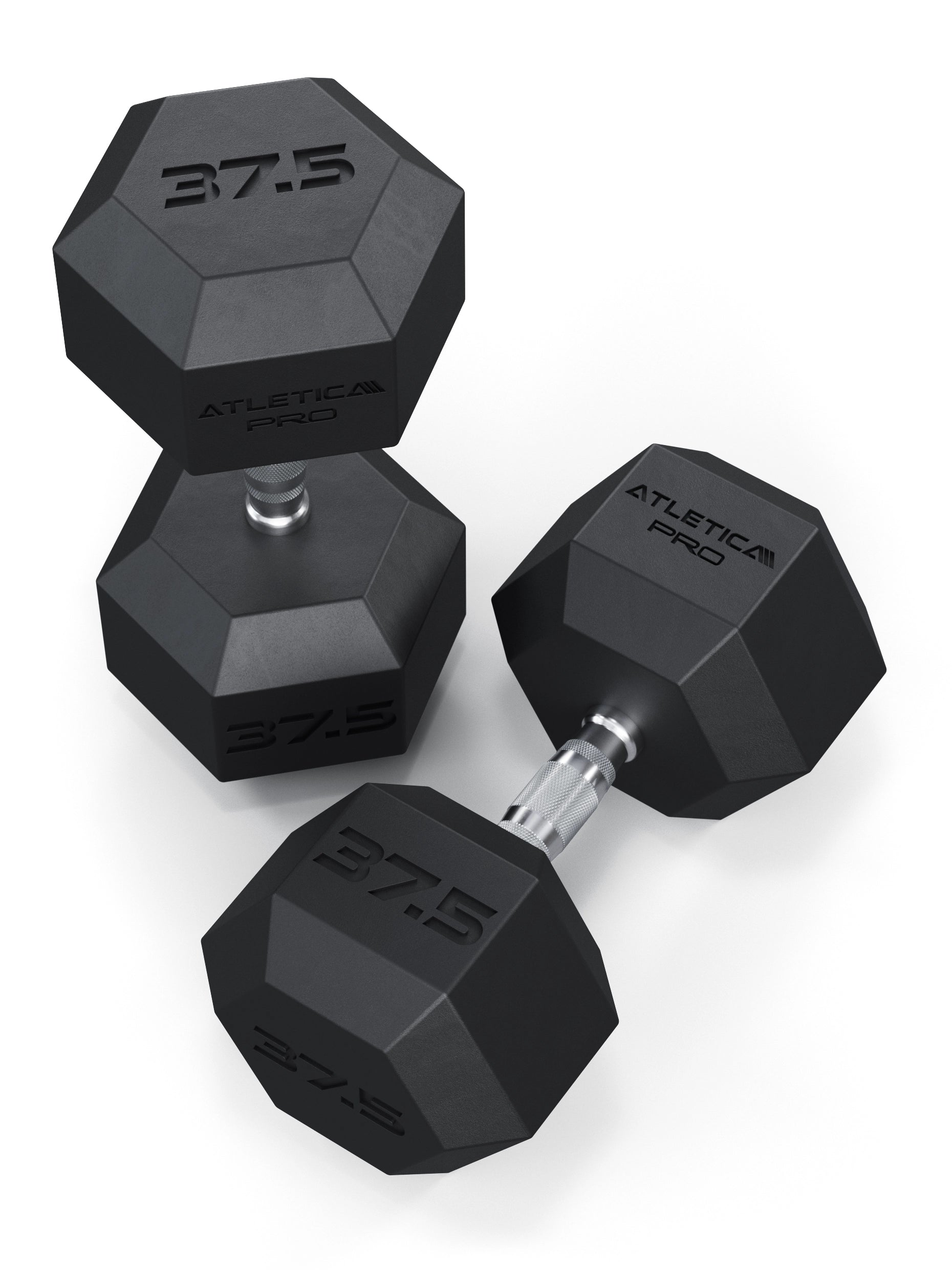 ATLETICA Hexagonhanteln PRO (Paar) | Polyurethan Hexagon Kurzhanteln | Dumbbells Pro - Gewichte mit bikonischem Griff mit Hartchrom Beschichtung | CNC gefräster Stahlkern | Paarweise von 2.5 bis 50kg, 