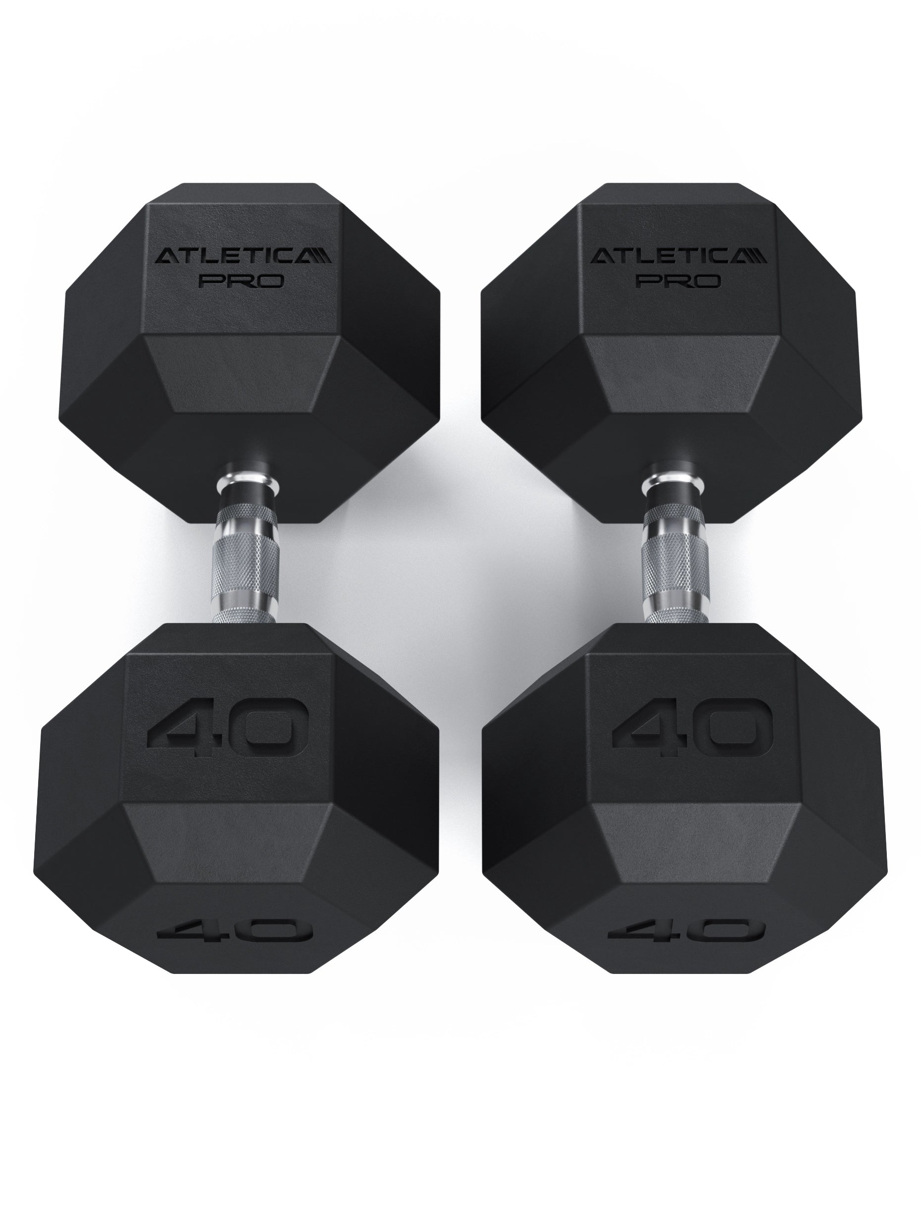 ATLETICA Hexagonhanteln PRO (Paar) | Polyurethan Hexagon Kurzhanteln | Dumbbells Pro - Gewichte mit bikonischem Griff mit Hartchrom Beschichtung | CNC gefräster Stahlkern | Paarweise von 2.5 bis 50kg, 