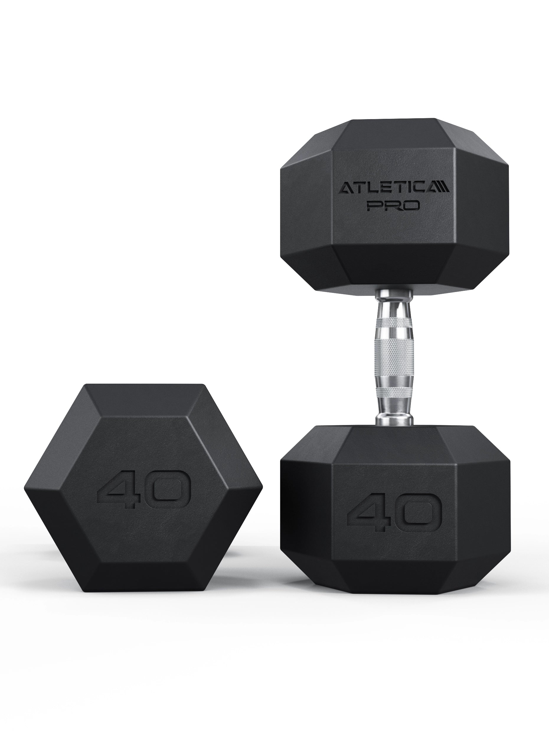 ATLETICA Hexagonhanteln PRO (Paar) | Polyurethan Hexagon Kurzhanteln | Dumbbells Pro - Gewichte mit bikonischem Griff mit Hartchrom Beschichtung | CNC gefräster Stahlkern | Paarweise von 2.5 bis 50kg, 
