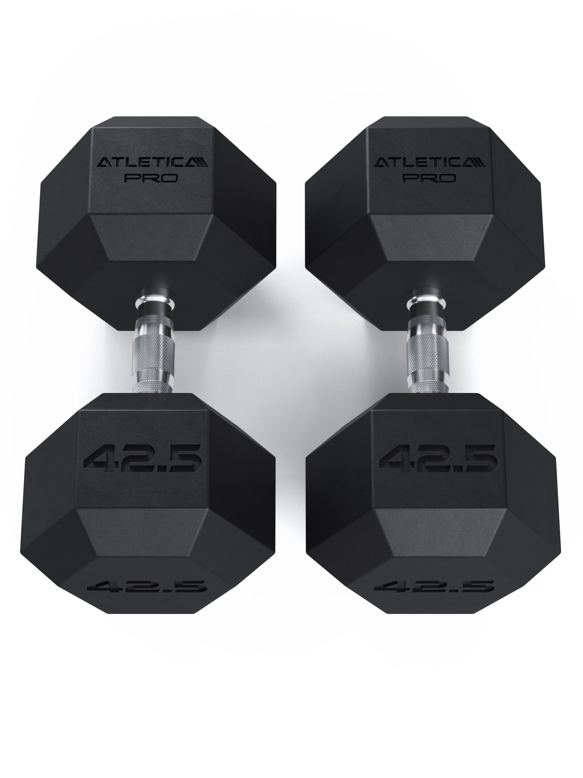 ATLETICA Hexagonhanteln PRO (Paar) | Polyurethan Hexagon Kurzhanteln | Dumbbells Pro - Gewichte mit bikonischem Griff mit Hartchrom Beschichtung | CNC gefräster Stahlkern | Paarweise von 2.5 bis 50kg, 