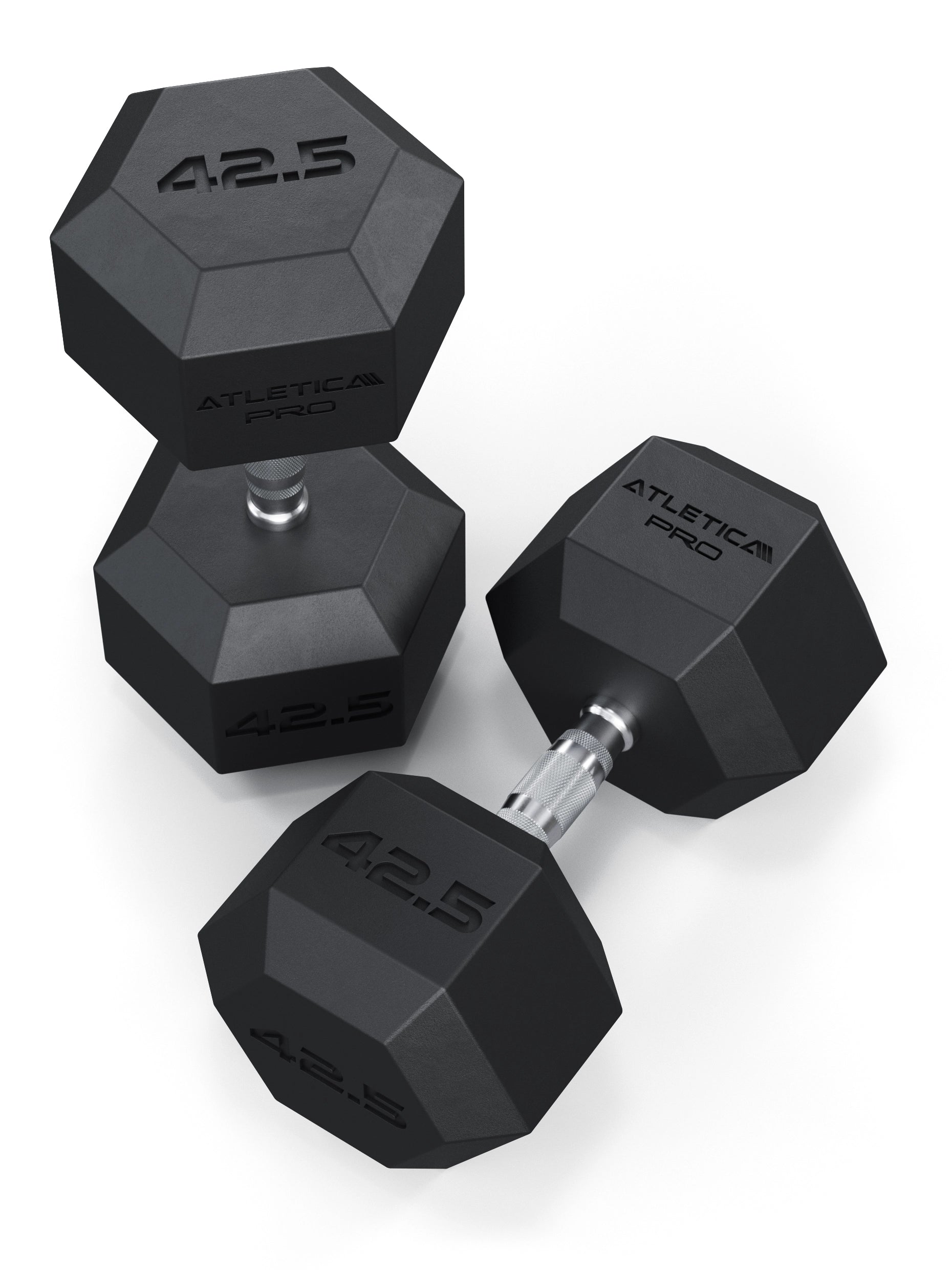 ATLETICA Hexagonhanteln PRO (Paar) | Polyurethan Hexagon Kurzhanteln | Dumbbells Pro - Gewichte mit bikonischem Griff mit Hartchrom Beschichtung | CNC gefräster Stahlkern | Paarweise von 2.5 bis 50kg, 