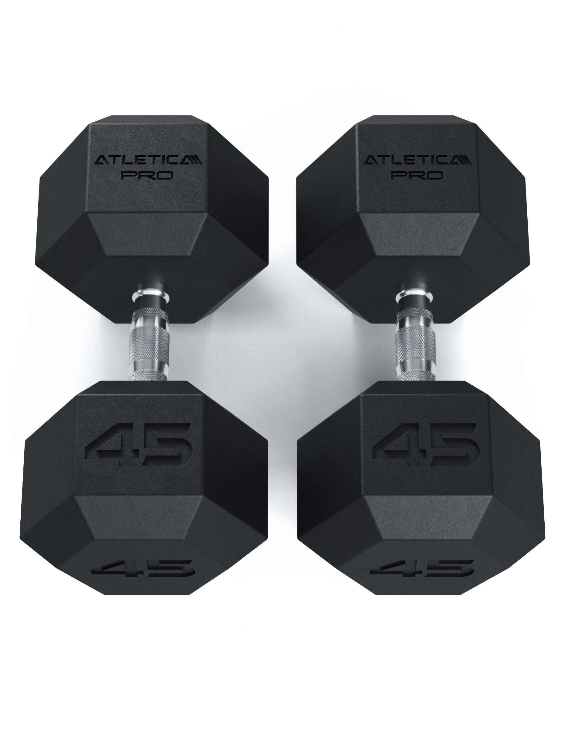 ATLETICA Hexagonhanteln PRO (Paar) | Polyurethan Hexagon Kurzhanteln | Dumbbells Pro - Gewichte mit bikonischem Griff mit Hartchrom Beschichtung | CNC gefräster Stahlkern | Paarweise von 2.5 bis 50kg, 
