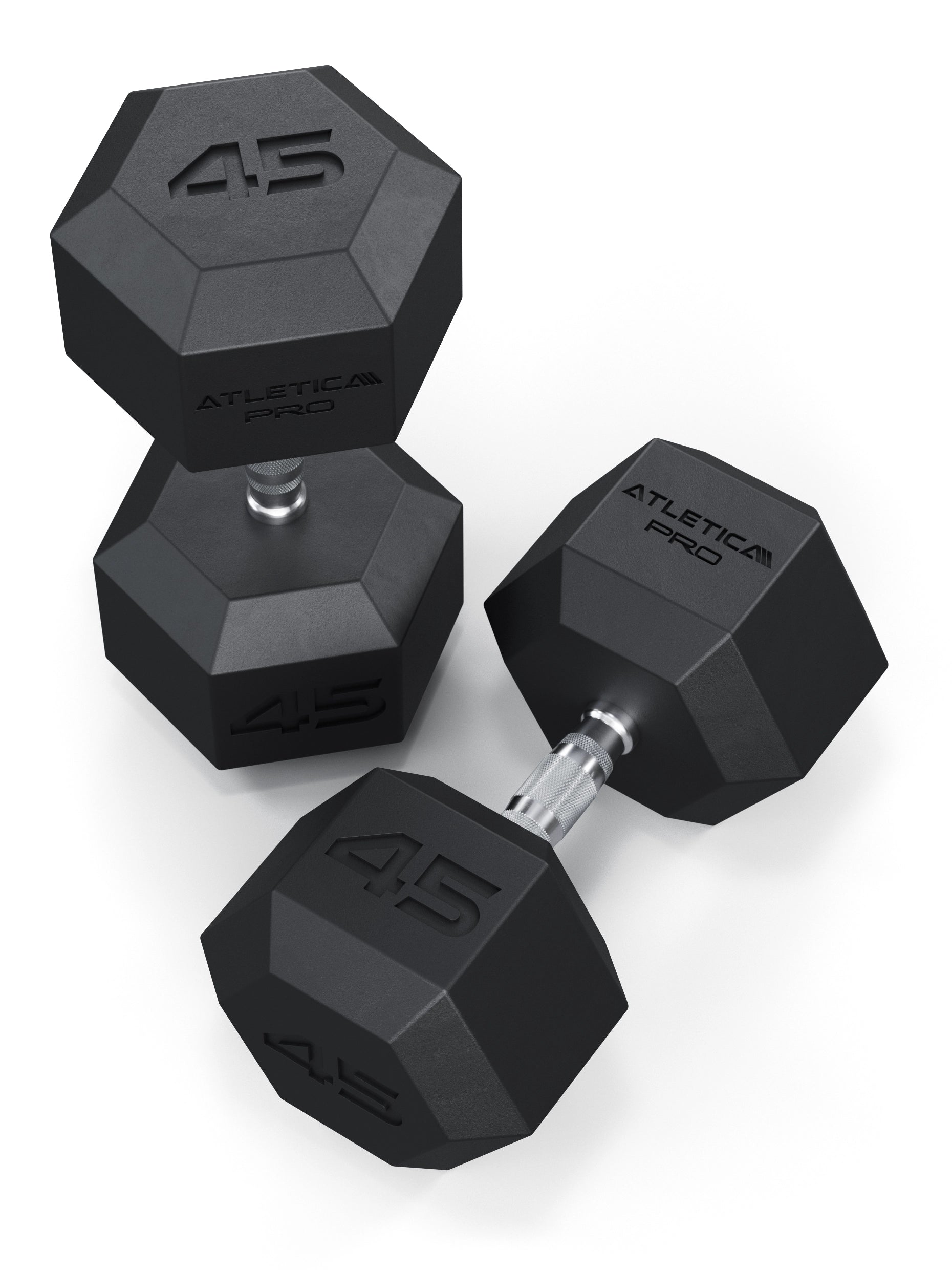 ATLETICA Hexagonhanteln PRO (Paar) | Polyurethan Hexagon Kurzhanteln | Dumbbells Pro - Gewichte mit bikonischem Griff mit Hartchrom Beschichtung | CNC gefräster Stahlkern | Paarweise von 2.5 bis 50kg, 