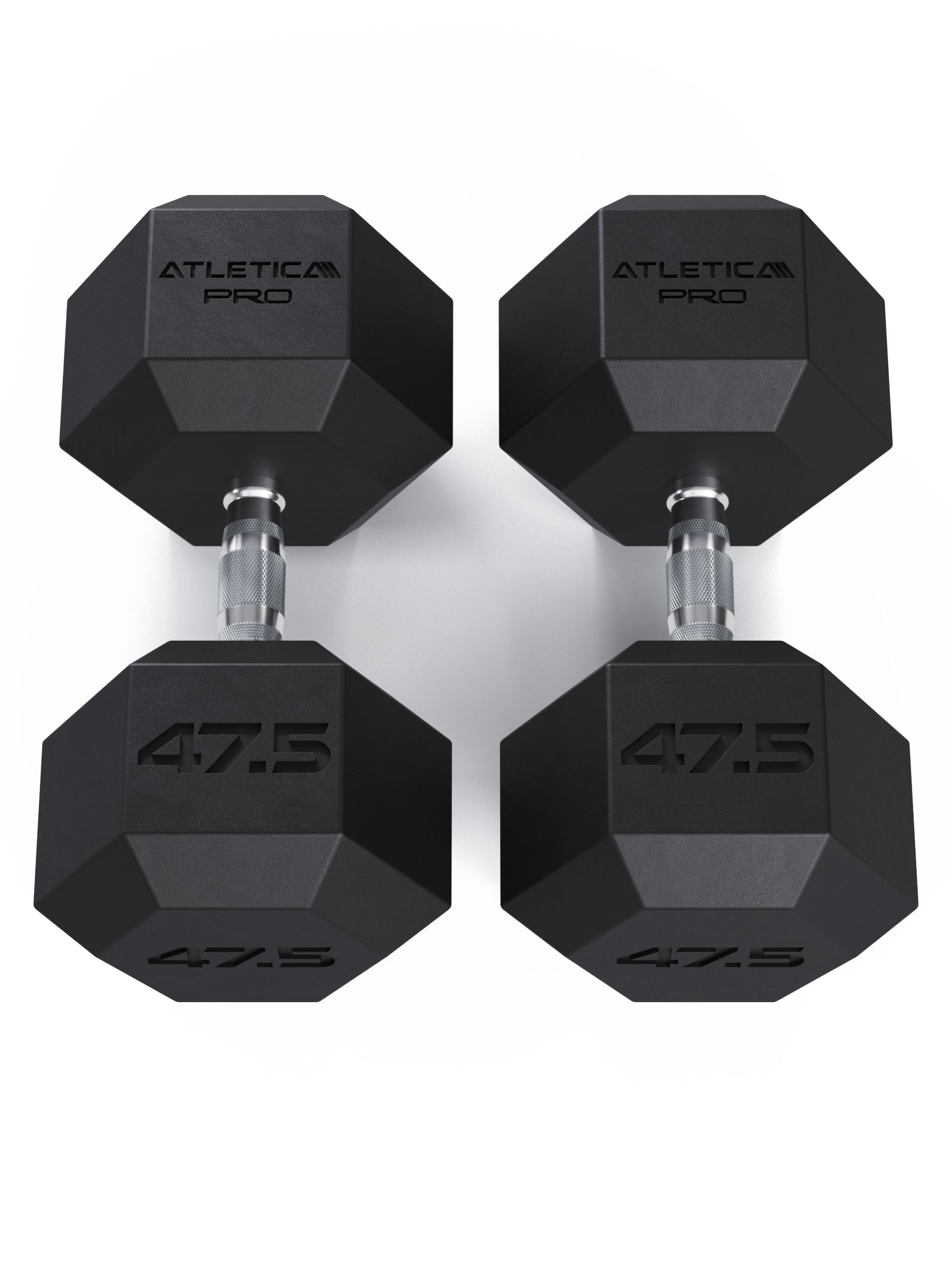 ATLETICA Hexagonhanteln PRO (Paar) | Polyurethan Hexagon Kurzhanteln | Dumbbells Pro - Gewichte mit bikonischem Griff mit Hartchrom Beschichtung | CNC gefräster Stahlkern | Paarweise von 2.5 bis 50kg, 