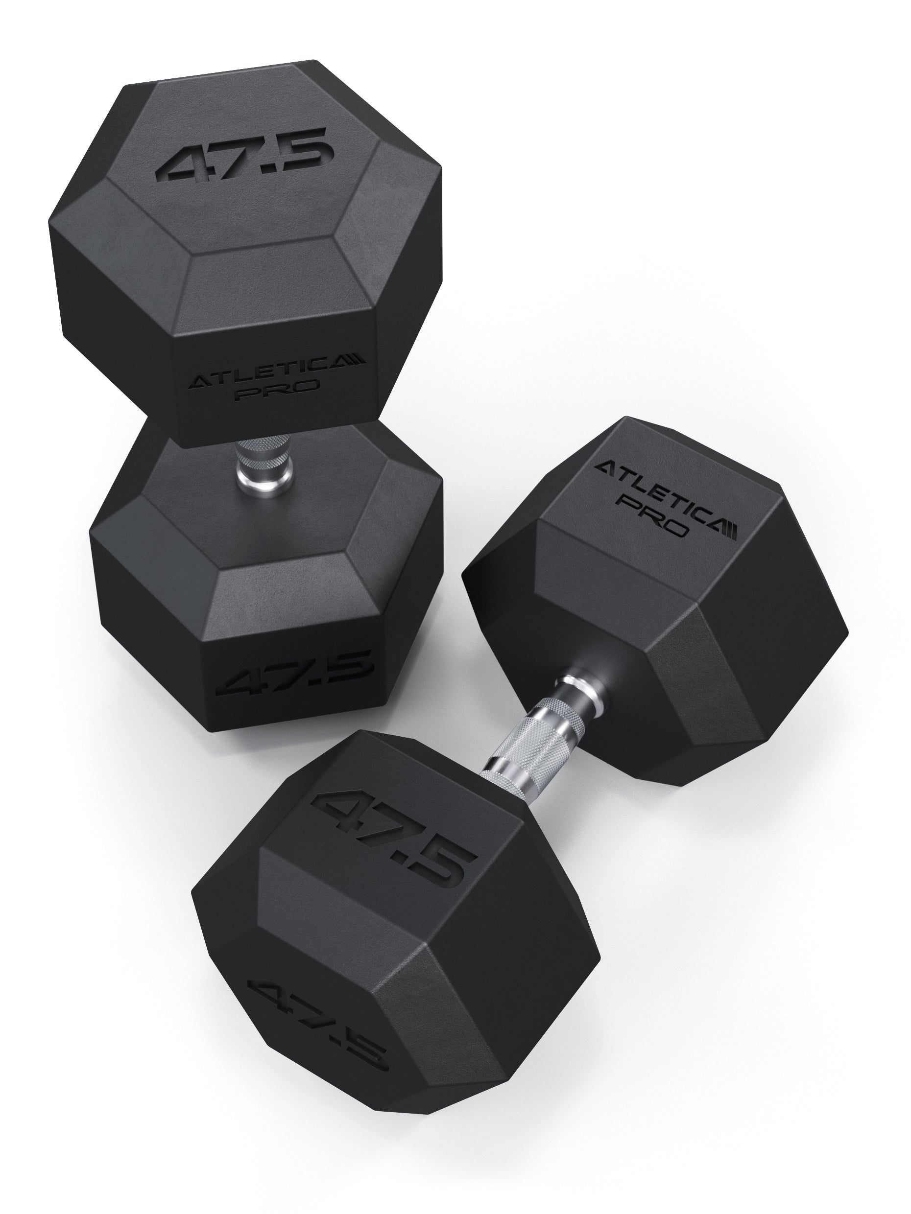 ATLETICA Hexagonhanteln PRO (Paar) | Polyurethan Hexagon Kurzhanteln | Dumbbells Pro - Gewichte mit bikonischem Griff mit Hartchrom Beschichtung | CNC gefräster Stahlkern | Paarweise von 2.5 bis 50kg, 