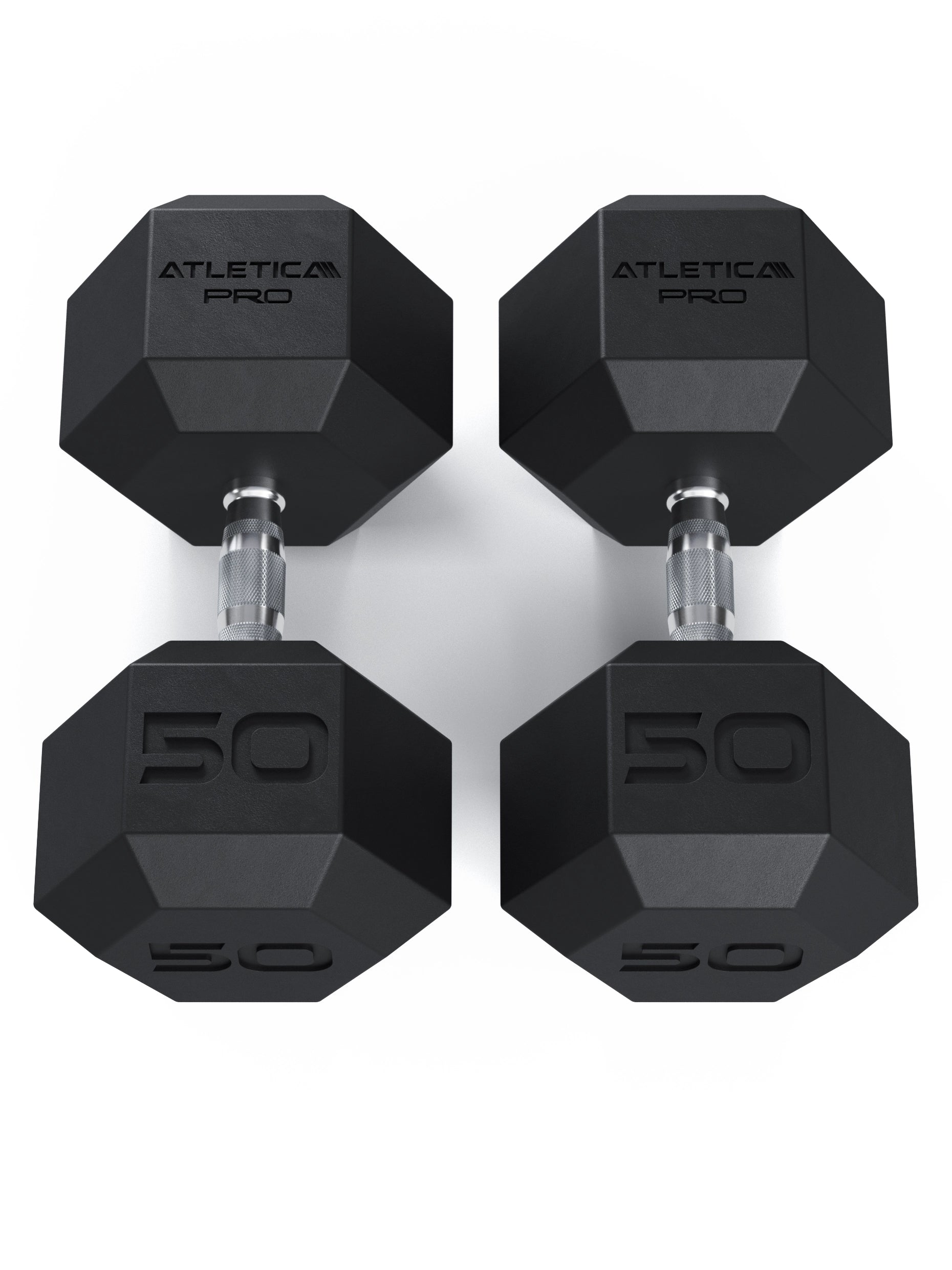 ATLETICA Hexagonhanteln PRO (Paar) | Polyurethan Hexagon Kurzhanteln | Dumbbells Pro - Gewichte mit bikonischem Griff mit Hartchrom Beschichtung | CNC gefräster Stahlkern | Paarweise von 2.5 bis 50kg, 