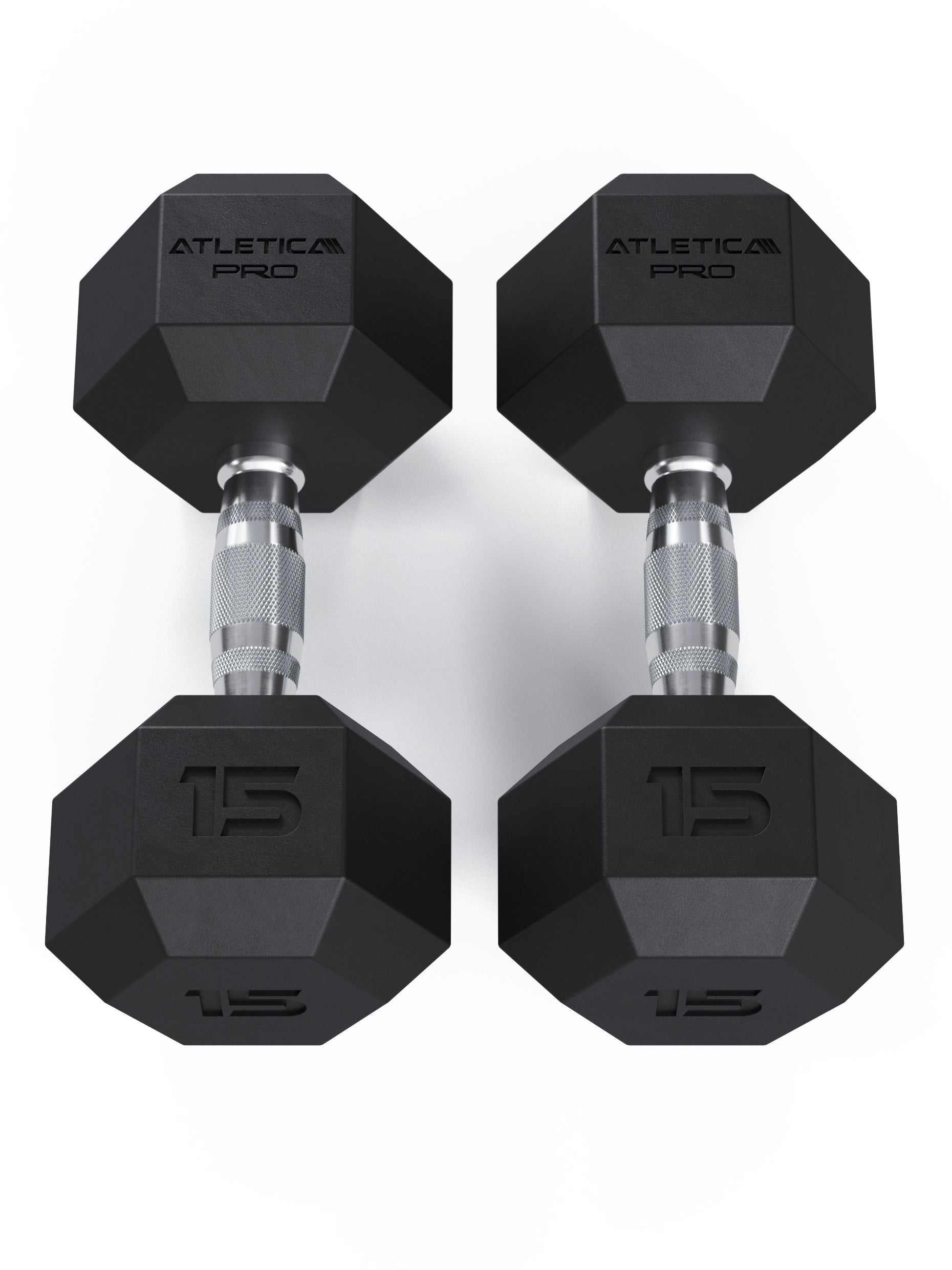 ATLETICA Hexagonhanteln PRO (Paar) | Polyurethan Hexagon Kurzhanteln | Dumbbells Pro - Gewichte mit bikonischem Griff mit Hartchrom Beschichtung | CNC gefräster Stahlkern | Paarweise von 2.5 bis 50kg, 