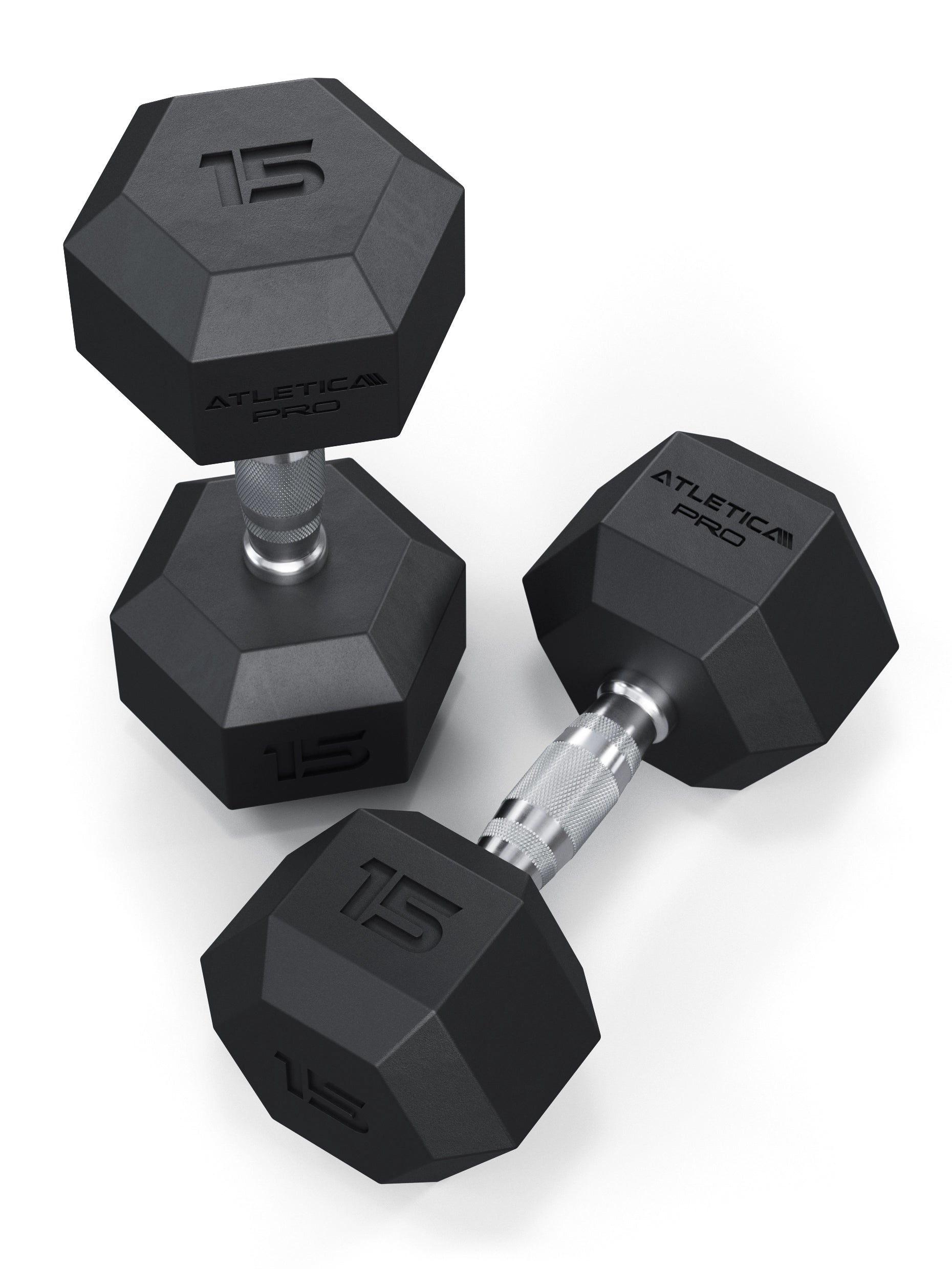ATLETICA Hexagonhanteln PRO (Paar) | Polyurethan Hexagon Kurzhanteln | Dumbbells Pro - Gewichte mit bikonischem Griff mit Hartchrom Beschichtung | CNC gefräster Stahlkern | Paarweise von 2.5 bis 50kg, 