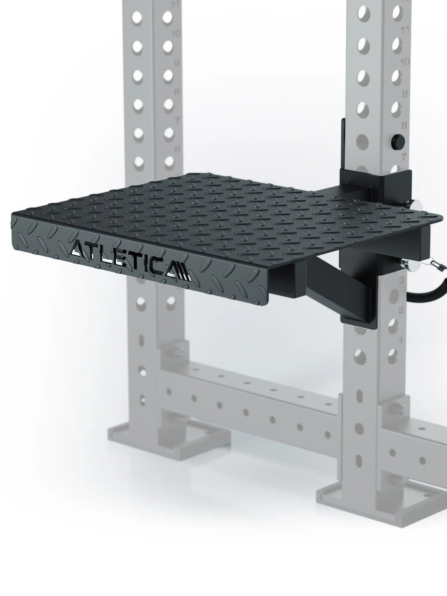 Power Cage Step-Up Plattform: mit dem Power Rack Step-Ups, Split-Kniebeugen, Split Squats, Belt Squats trainieren | einfach anzubringen