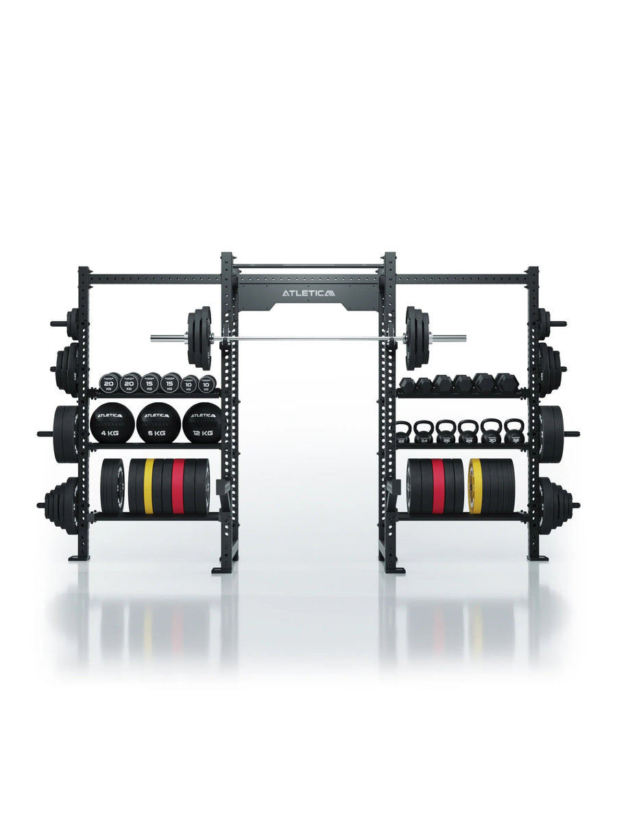 Ablage für Bumper Plates und Wallballs Gewichte: Vorhandener Platz im Squat Rack optimal genutzt | Einfache Montage am Power Rack | Sorgt für Ordnung | Hohe Tragkraft