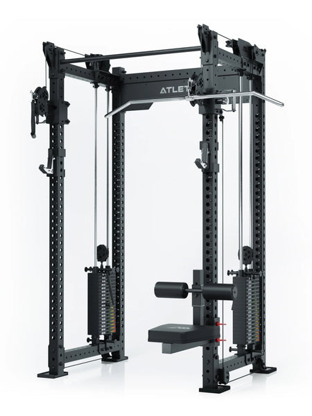 Latzug-Sitz mit Knieblocker, R8 Power Rack Zubehör: Upgrade vom Kabelzug zum vollwertigen Latzug | Individuell Höhenverstellbar für vollen Latzug Stretch