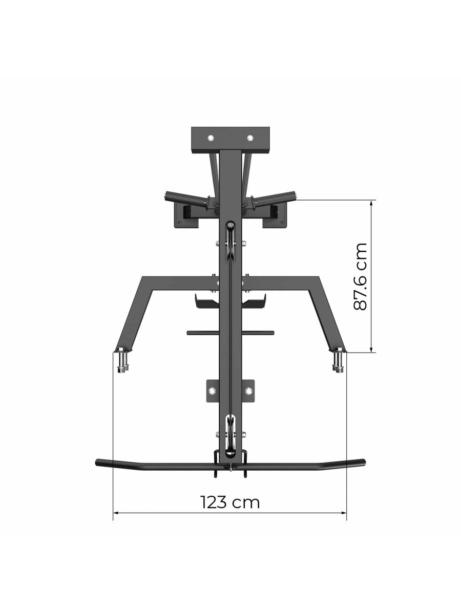 Latzug mit Rudereinheit R8 Power Rack: Cable Pull für ein gewichtsintensives Rückentraining | Kompatibel mit 30 und 50 mm Hantelscheiben | 66 kg Eigengewicht Dimensionen