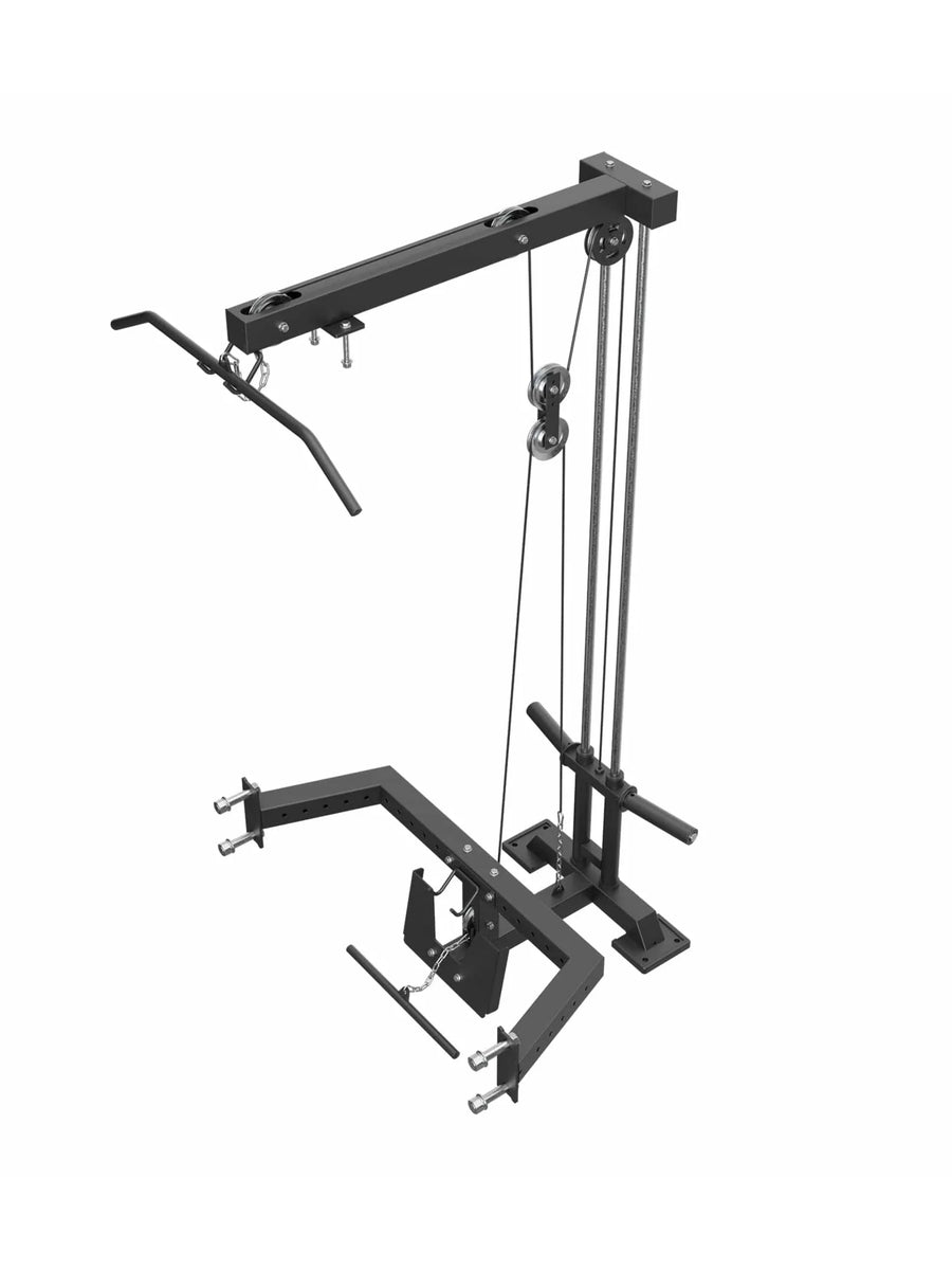 Latzug mit Rudereinheit R8 Full Rack: Cable Pull für ein gewichtsintensives Rückentraining | Kompatibel mit 30 und 50 mm Hantelscheiben | 66 kg Eigengewicht
