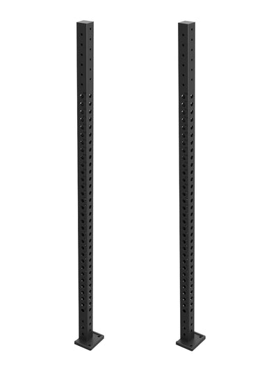 Zubehör- Uprights R8 Power Racks: Paarweise | 226 cm Höhe | Mit abnehmbaren Gummifüßen & vorgebohrten Löchern für eine Bodenverankerung | schwarz