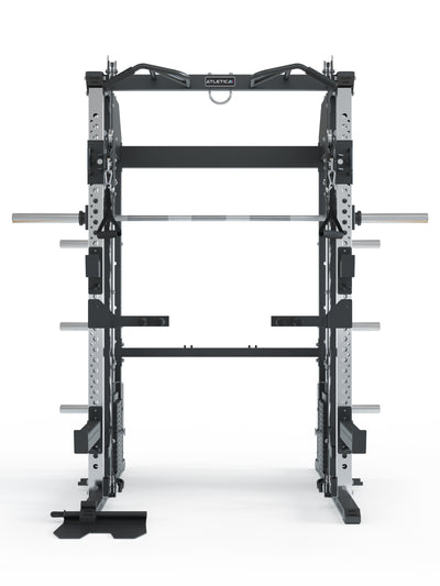 Kraftstation PRO Fallout:
Kabelzug mit 1:1 & 1:2 Übersetzung,
All-in-one Multipresse - linear gelagert,
2x 90kg Steckgewichte,
Lat Pulldown Set - für volle Range of Motion am Latzug,
Inklusive Smart Device Halter und umfangreichem Zubehör 