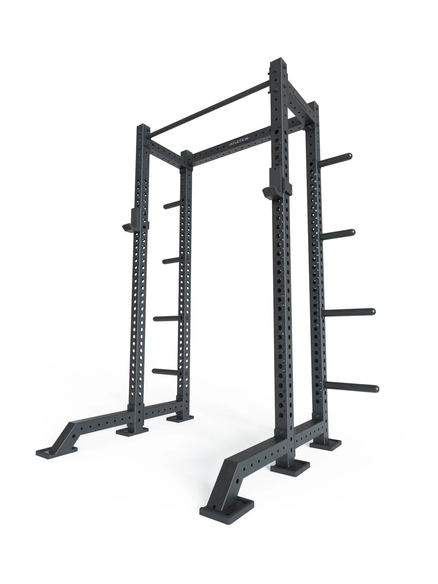 Power Rack R8-Oxygen: Half Rack | 226 cm Höhe | 123x118 cm Grundfläche | Front-Foot Stabilizer, J-Hooks, 8 Weight Pins und Pull-Up Bar | 125 kg schwer