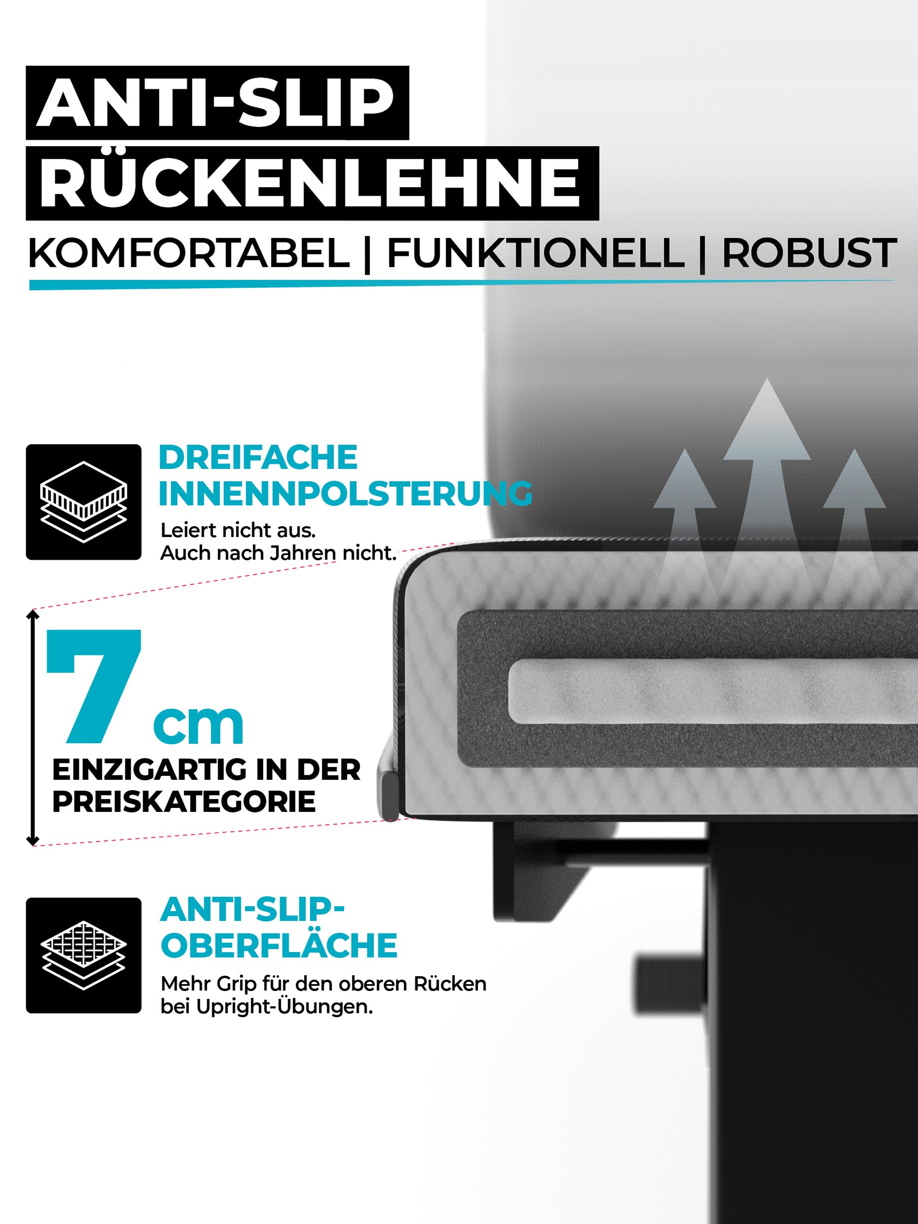 Hantelbank B4 Informationen über die Rückenlehne  #material_leder