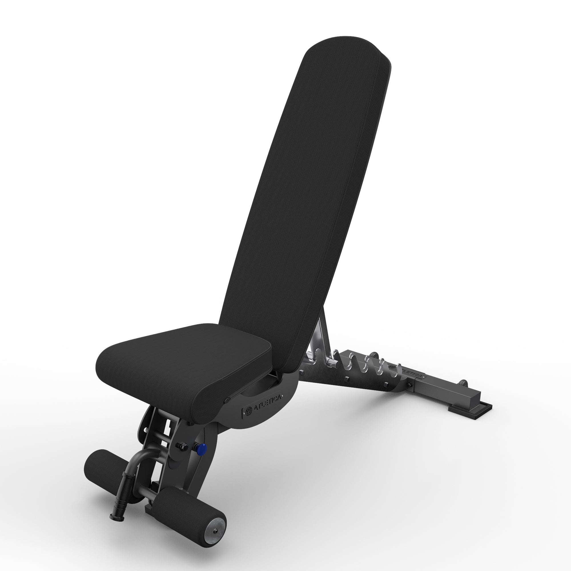Schrägbank B6, negativ verstellbar, mit 90° Winkel verstellt, mit Fussblocker für Situps, in schwarz für Fitnesstraining mit Kurzhanteln und Langhanteln, #material_leather