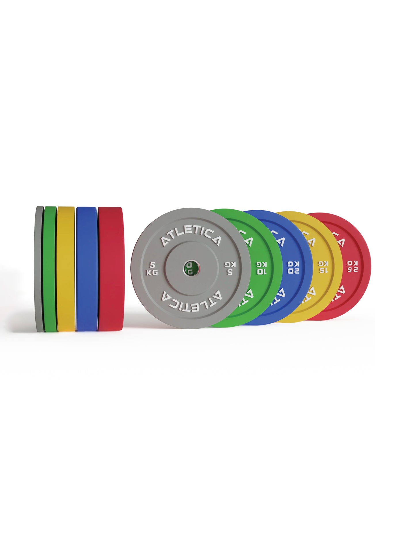 ATLETICA Color Bumper Plates Set: 150 kg bestehend aus 2x 5 kg ∣ 2x 10 kg ∣ 2x 15 kg ∣ 2x 20 kg ∣ 2x 25 kg | 50 mm