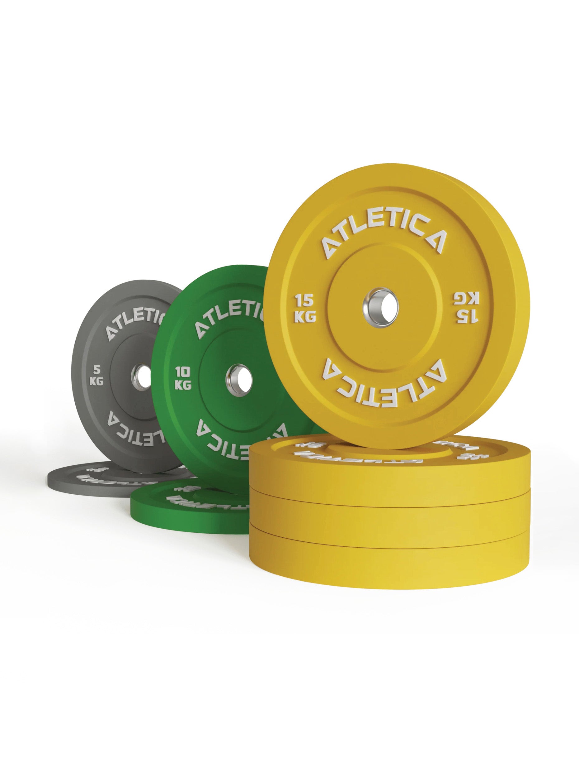 Gewichte Color Bumper Plates Set: 90 kg Hantelscheiben bestehend aus 2x 5 kg ∣ 2x 10 kg ∣ 4x 15 kg | 50 mm